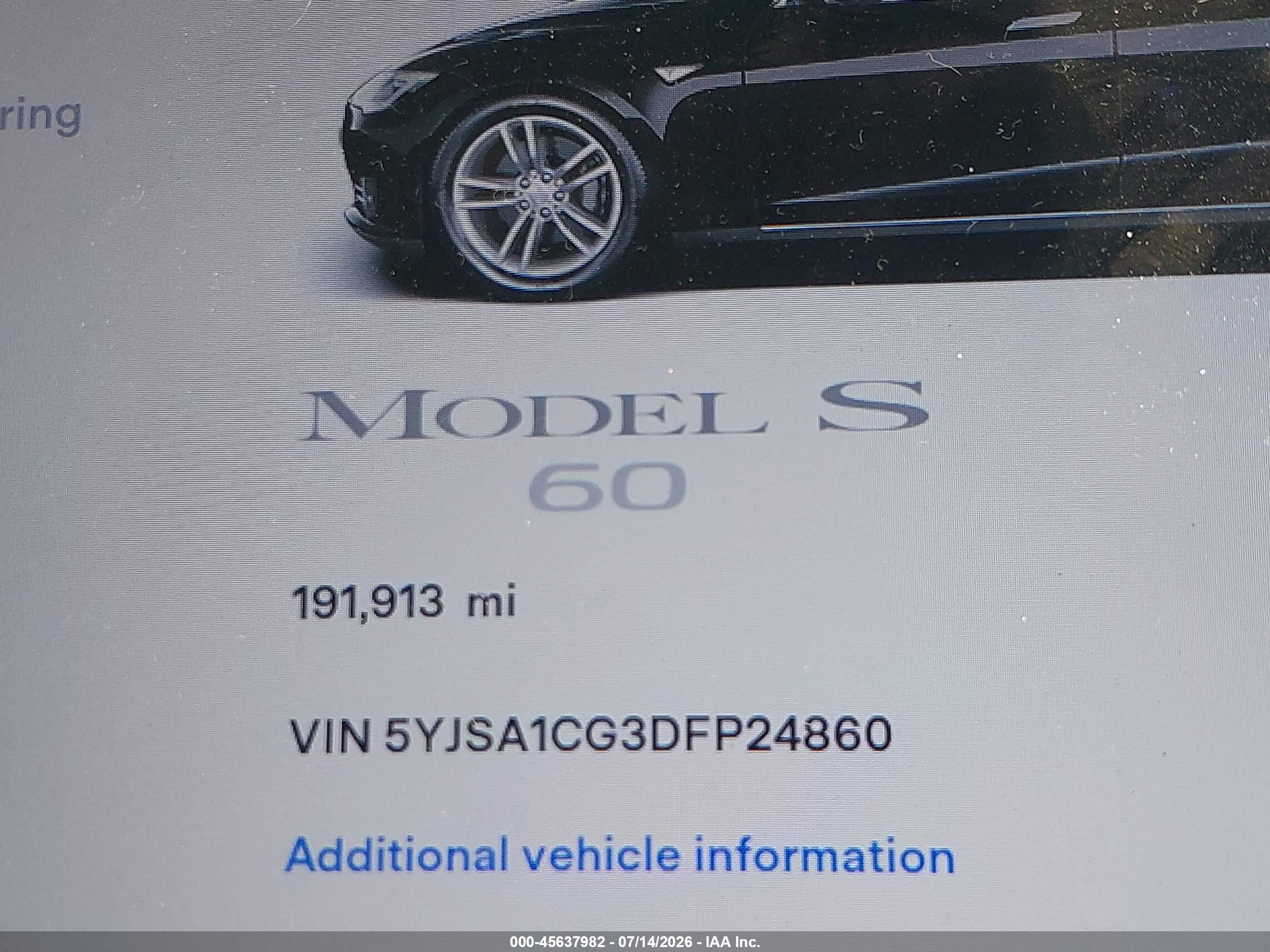 2013 Tesla Model S   Black vin: 5YJSA1CG3DFP24860