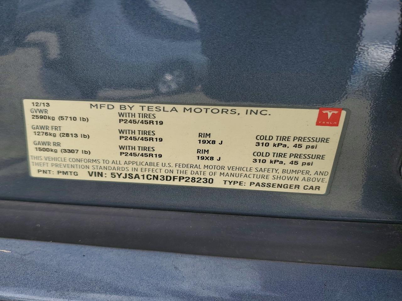 2013 Tesla Model S Gray vin: 5YJSA1CN3DFP28230