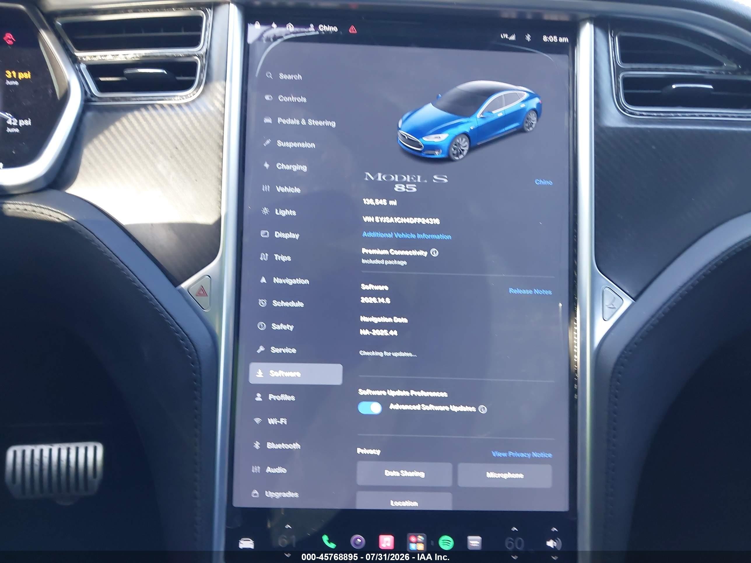 2013 Tesla Model S   Blue vin: 5YJSA1CN4DFP24316