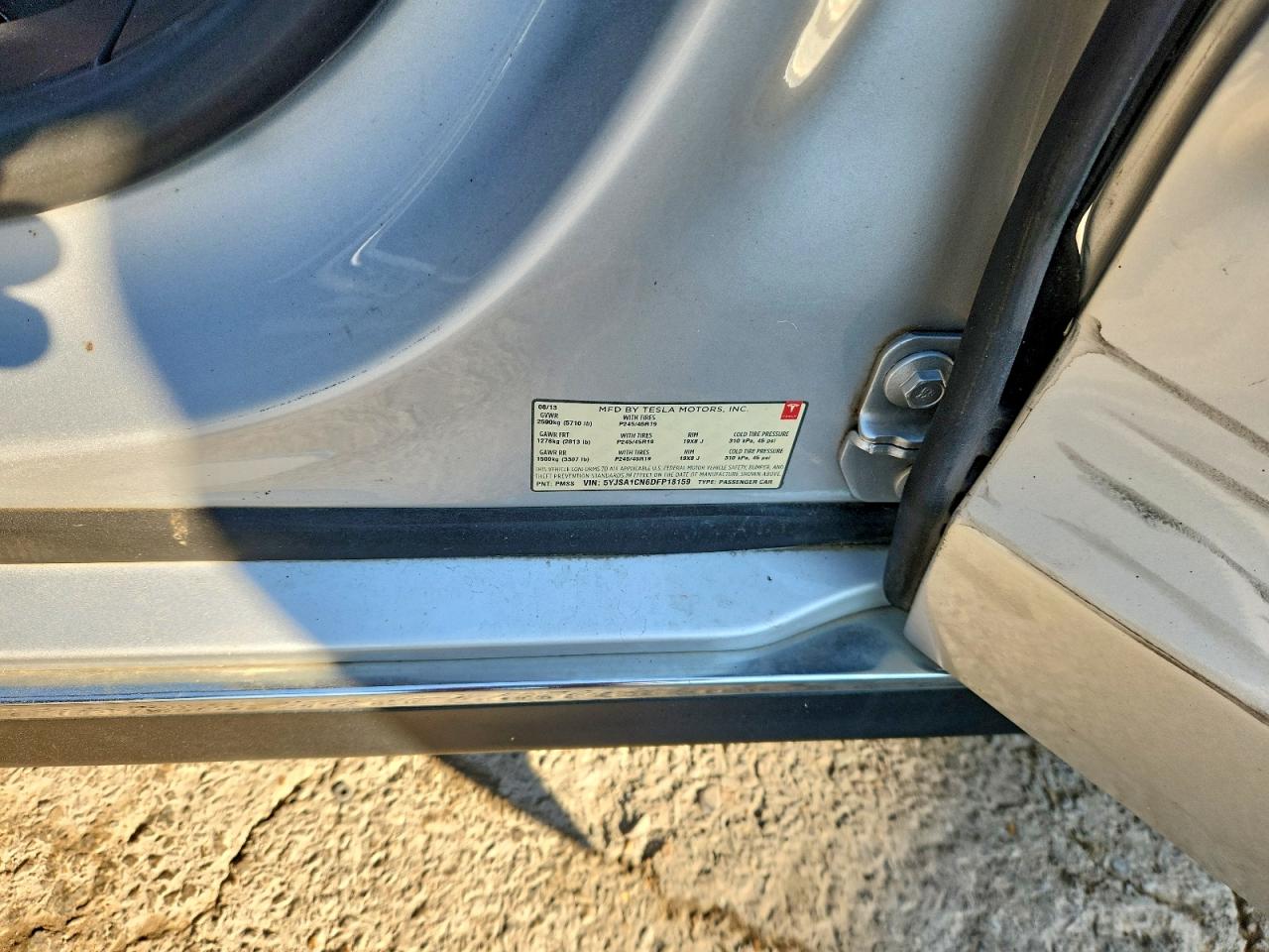 2013 Tesla Model 3 Silver vin: 5YJSA1CN6DFP18159