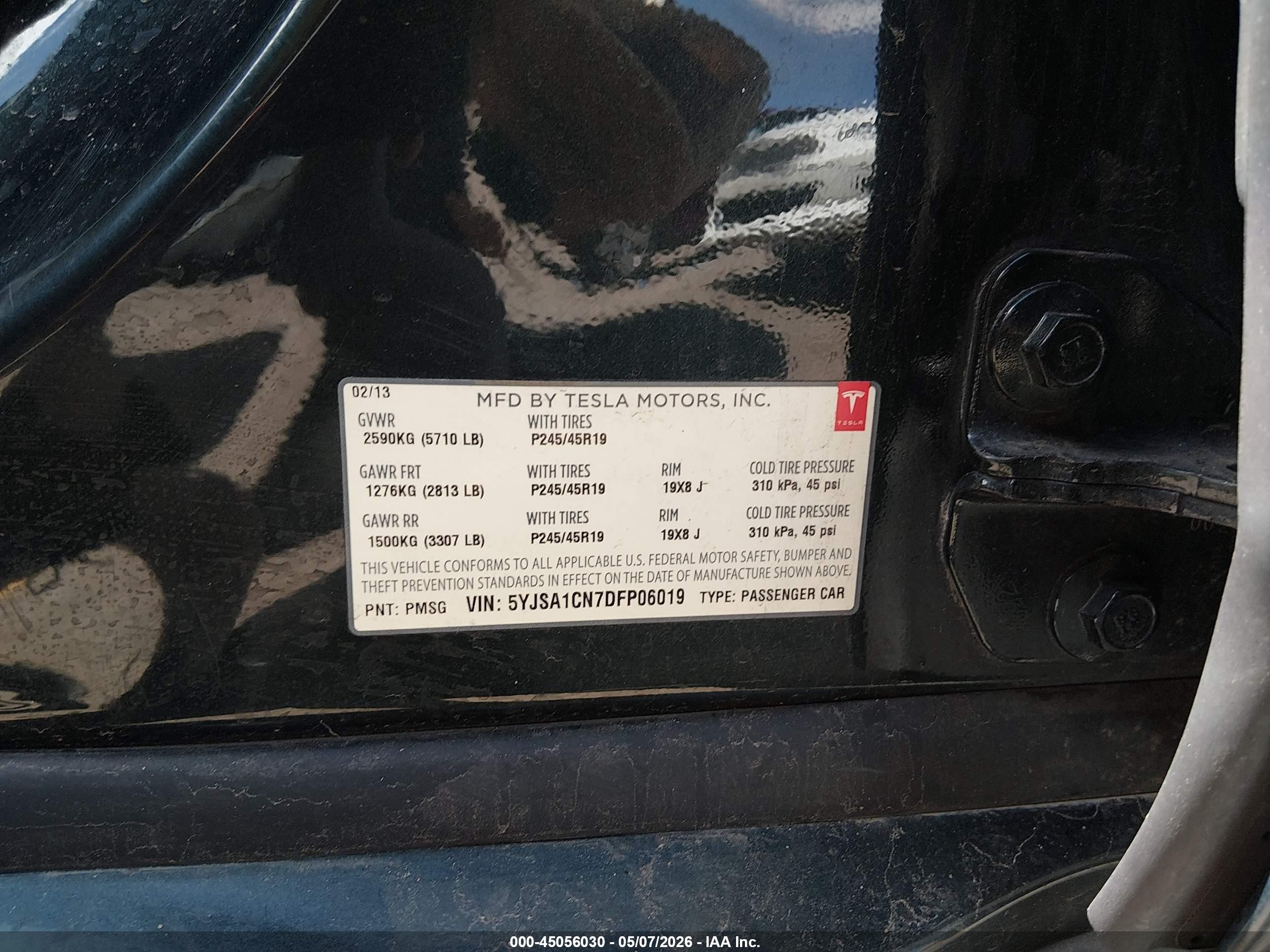 2013 Tesla Model S   Green vin: 5YJSA1CN7DFP06019