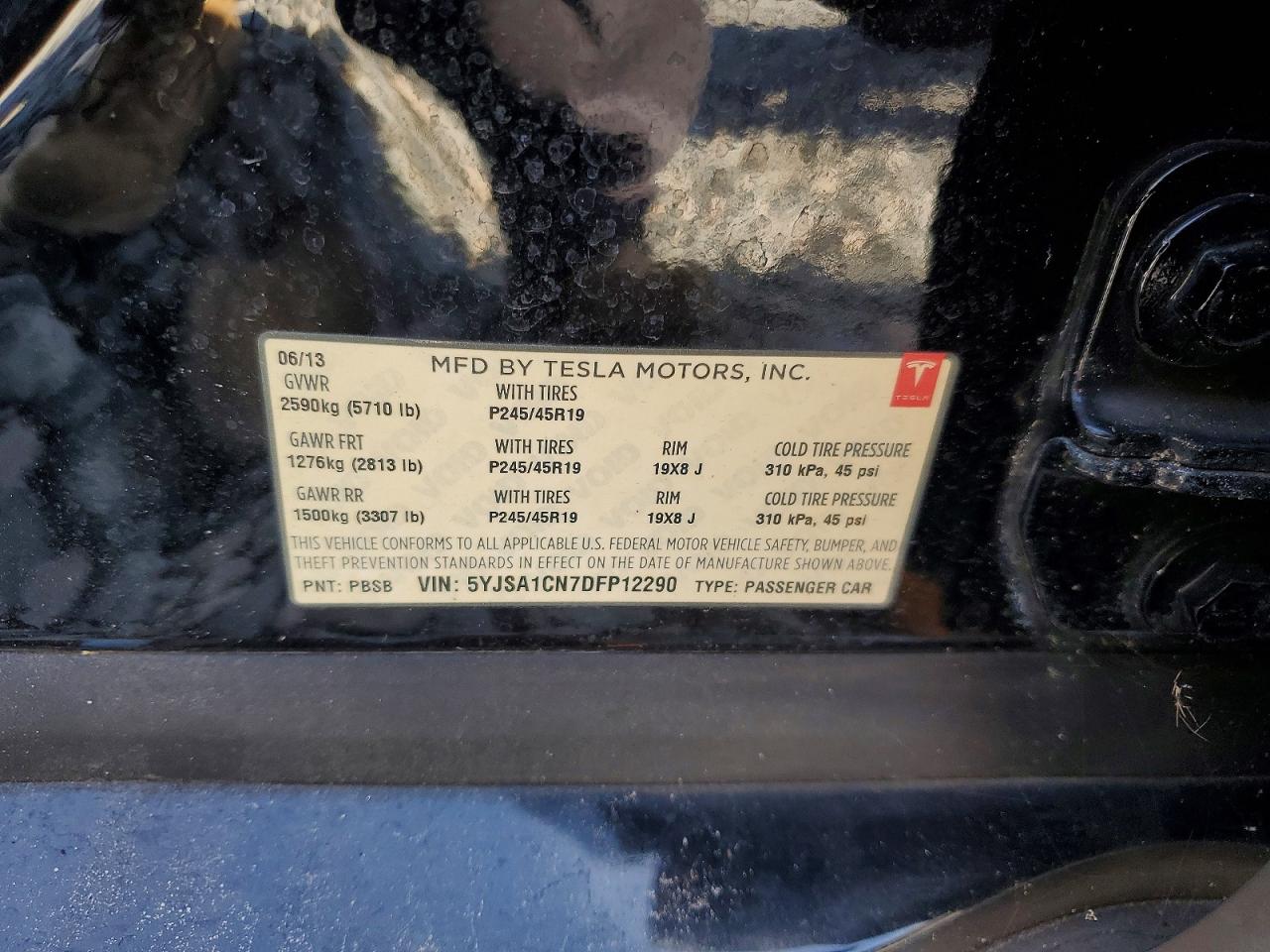 2013 Tesla Model S Black vin: 5YJSA1CN7DFP12290