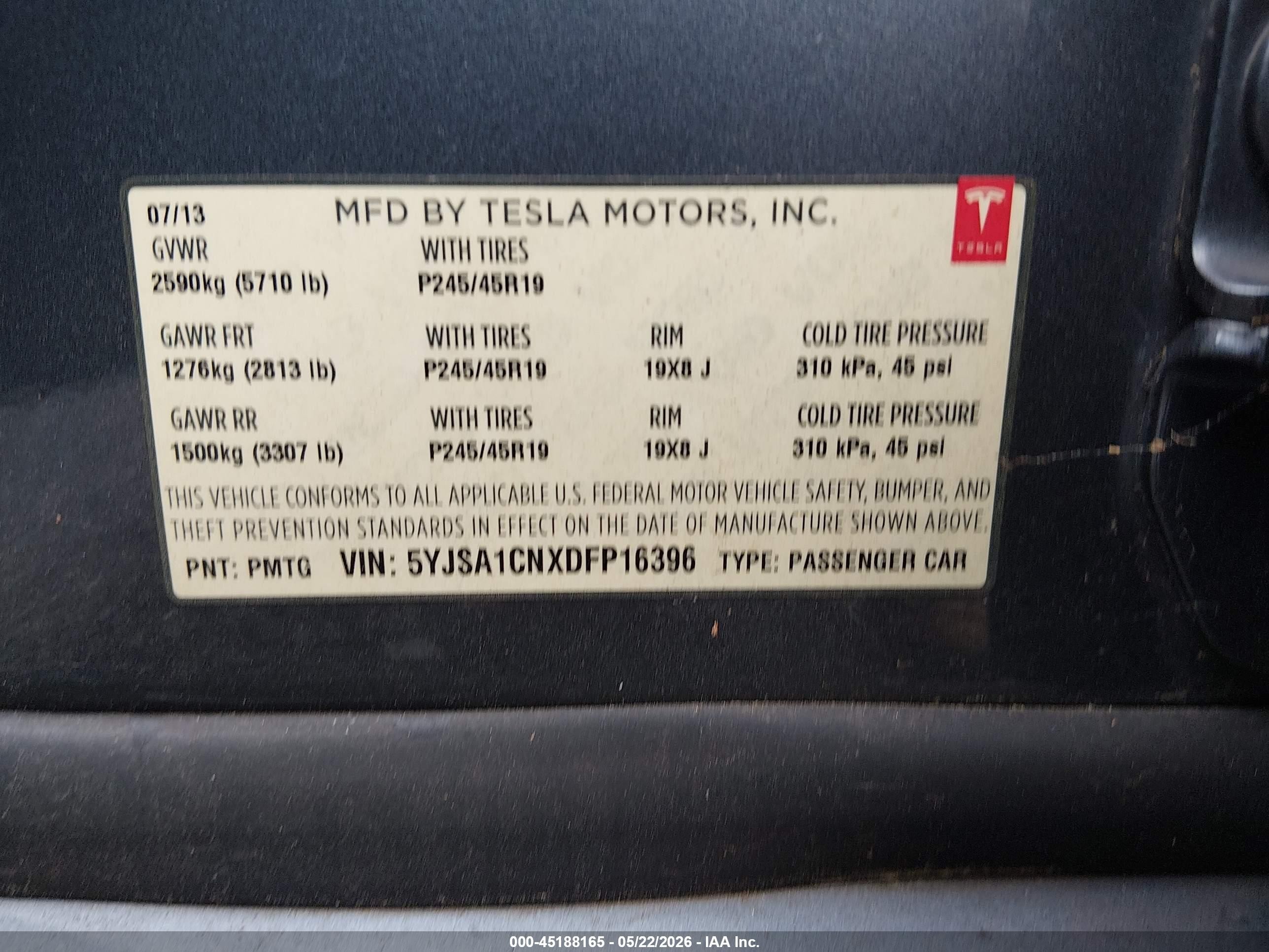 2013 Tesla Model S   Gray vin: 5YJSA1CNXDFP16396