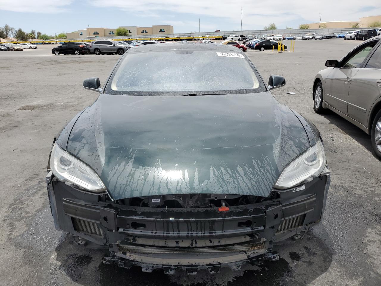 2013 Tesla Model S Green vin: 5YJSA1CP9DFP19579 Damage: Front Bumper Reinforcement, Broken, Replacement Required