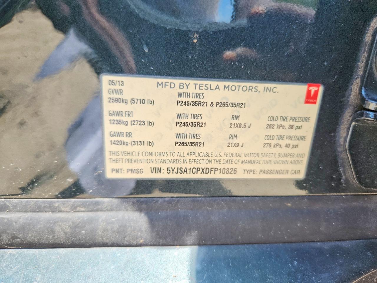 2013 Tesla Model S Green vin: 5YJSA1CPXDFP10826