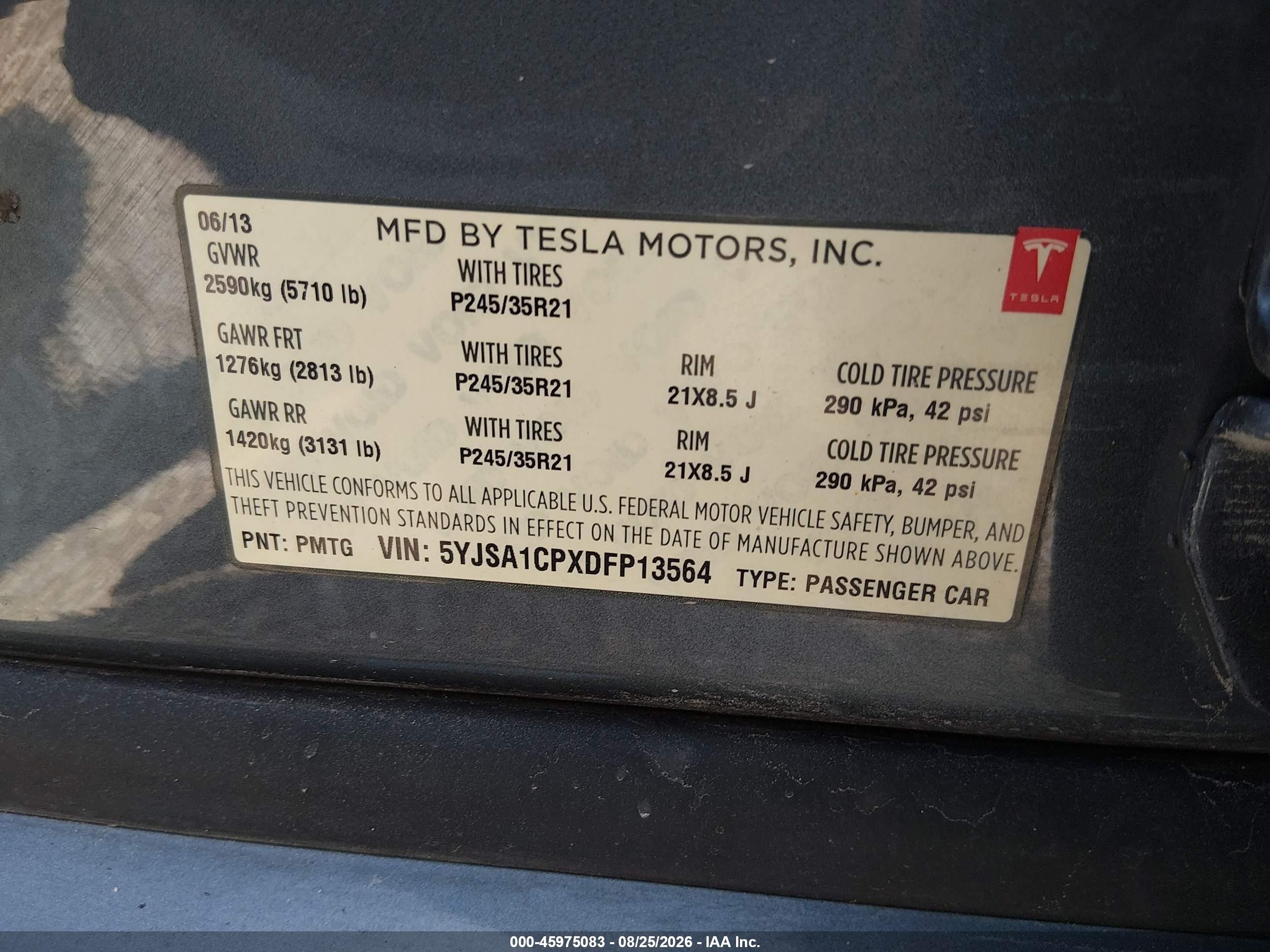 2013 Tesla Model S Performance Gray vin: 5YJSA1CPXDFP13564