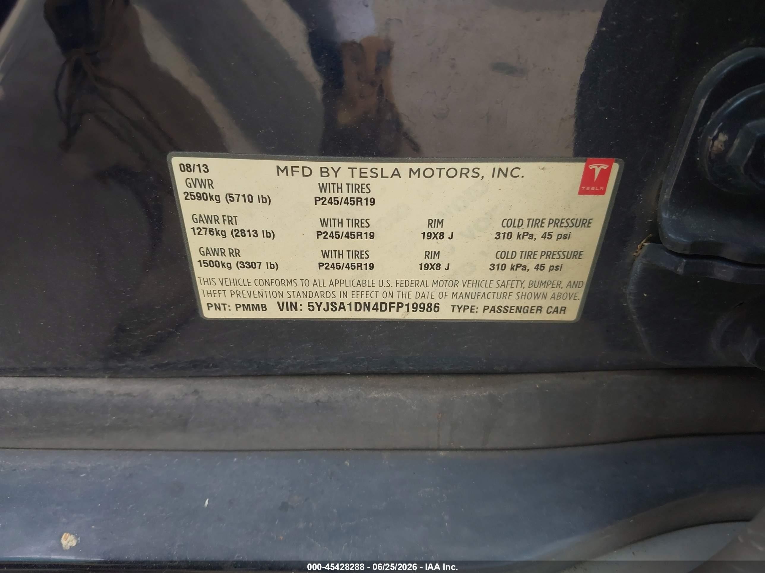 2013 Tesla Model S   Blue vin: 5YJSA1DN4DFP19986