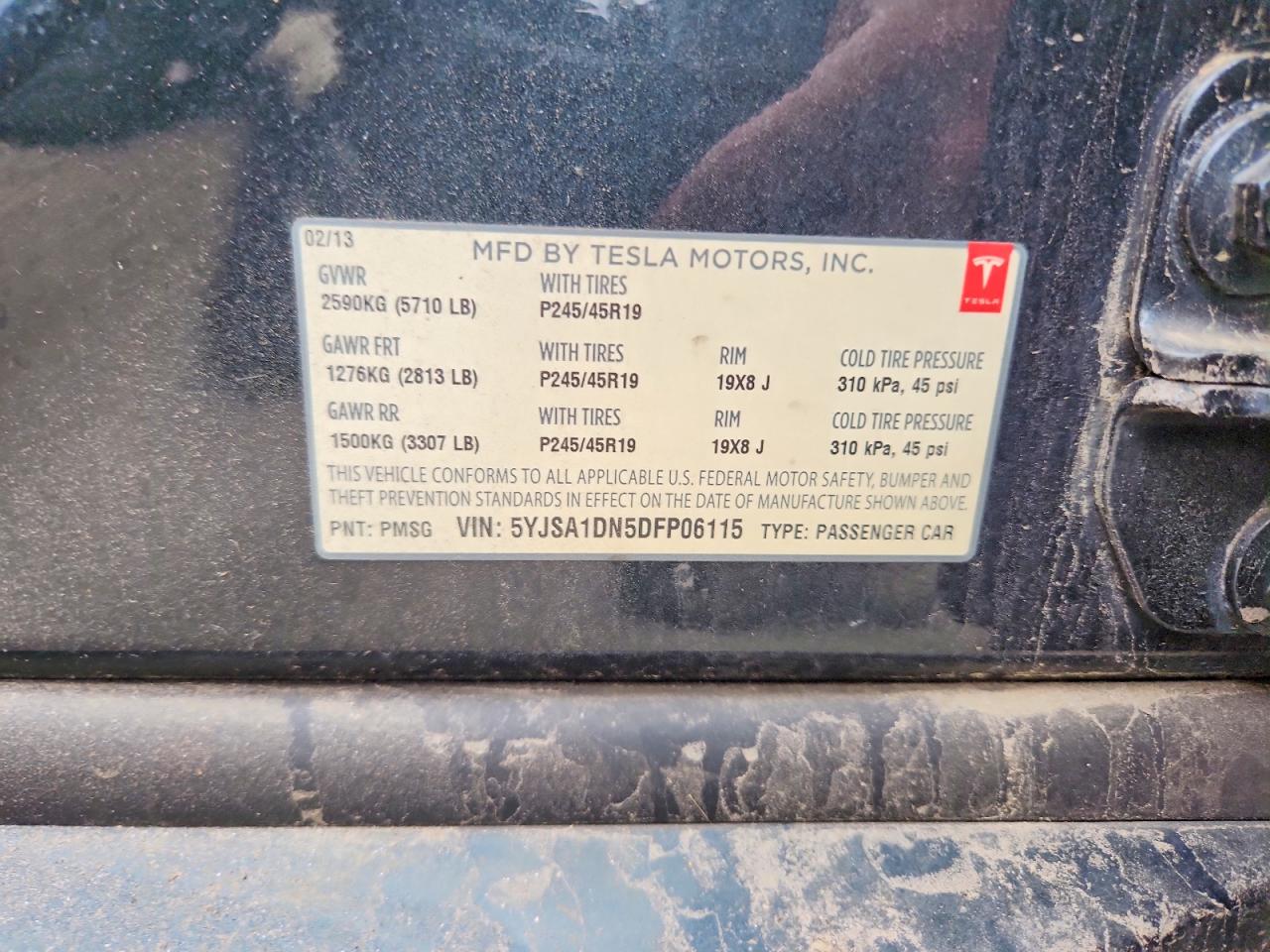 2013 Tesla Model S Green vin: 5YJSA1DN5DFP06115