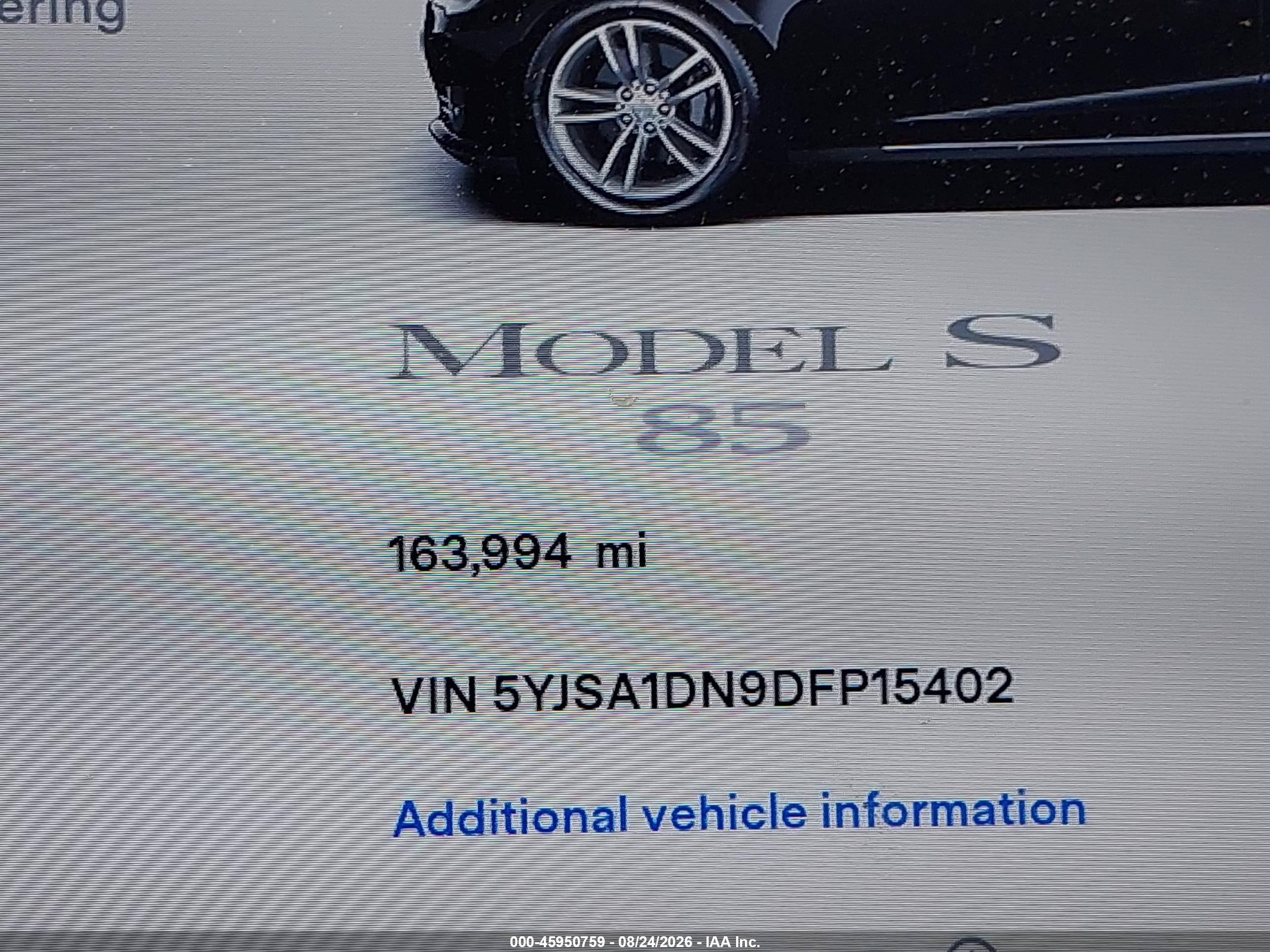 2013 Tesla Model S   Black vin: 5YJSA1DN9DFP15402