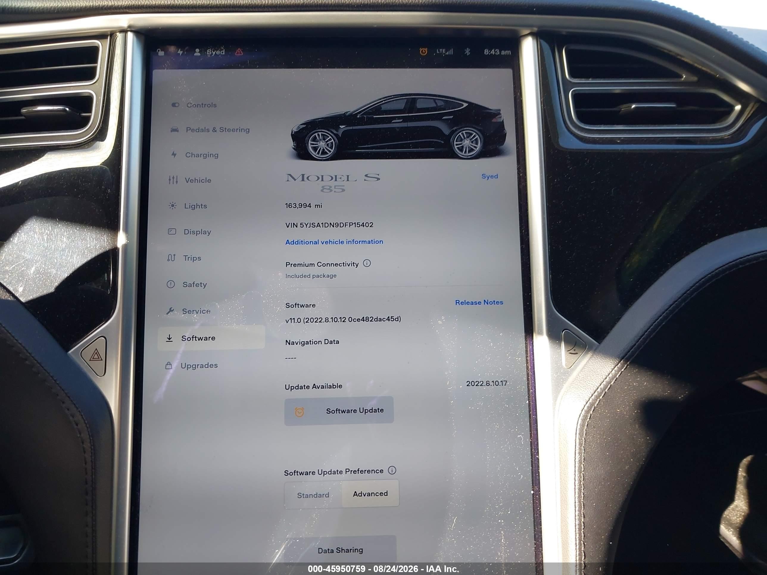 2013 Tesla Model S   Black vin: 5YJSA1DN9DFP15402