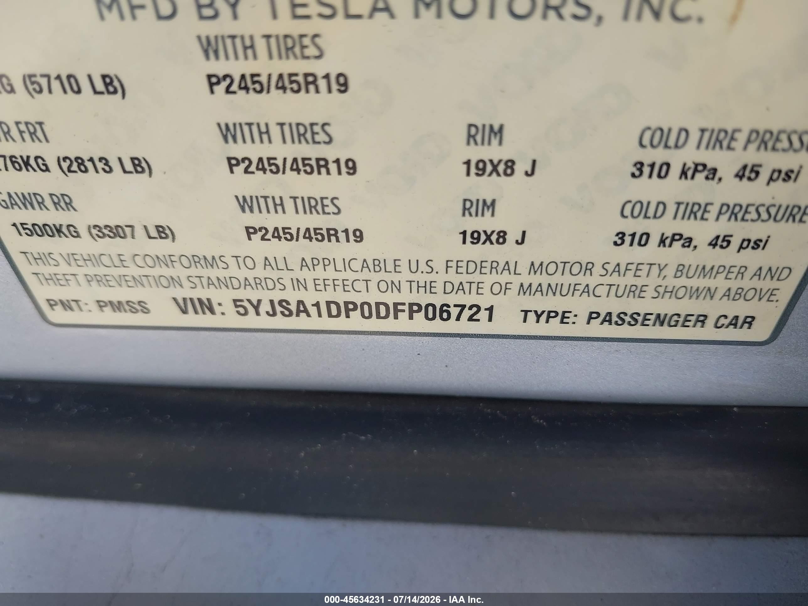 2013 Tesla Model S Performance Silver vin: 5YJSA1DP0DFP06721