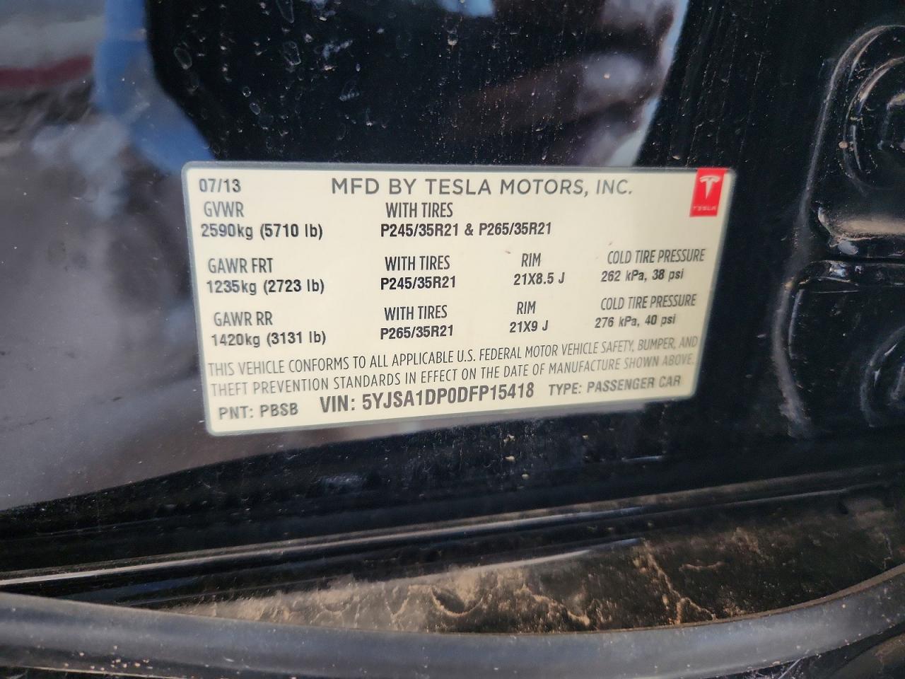 2013 Tesla Model S Black vin: 5YJSA1DP0DFP15418