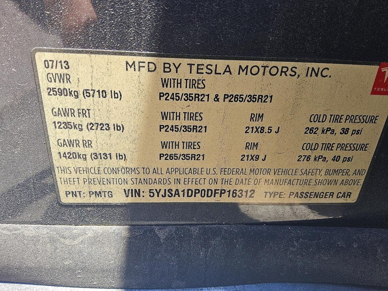 2013 Tesla Model S Gray vin: 5YJSA1DP0DFP16312