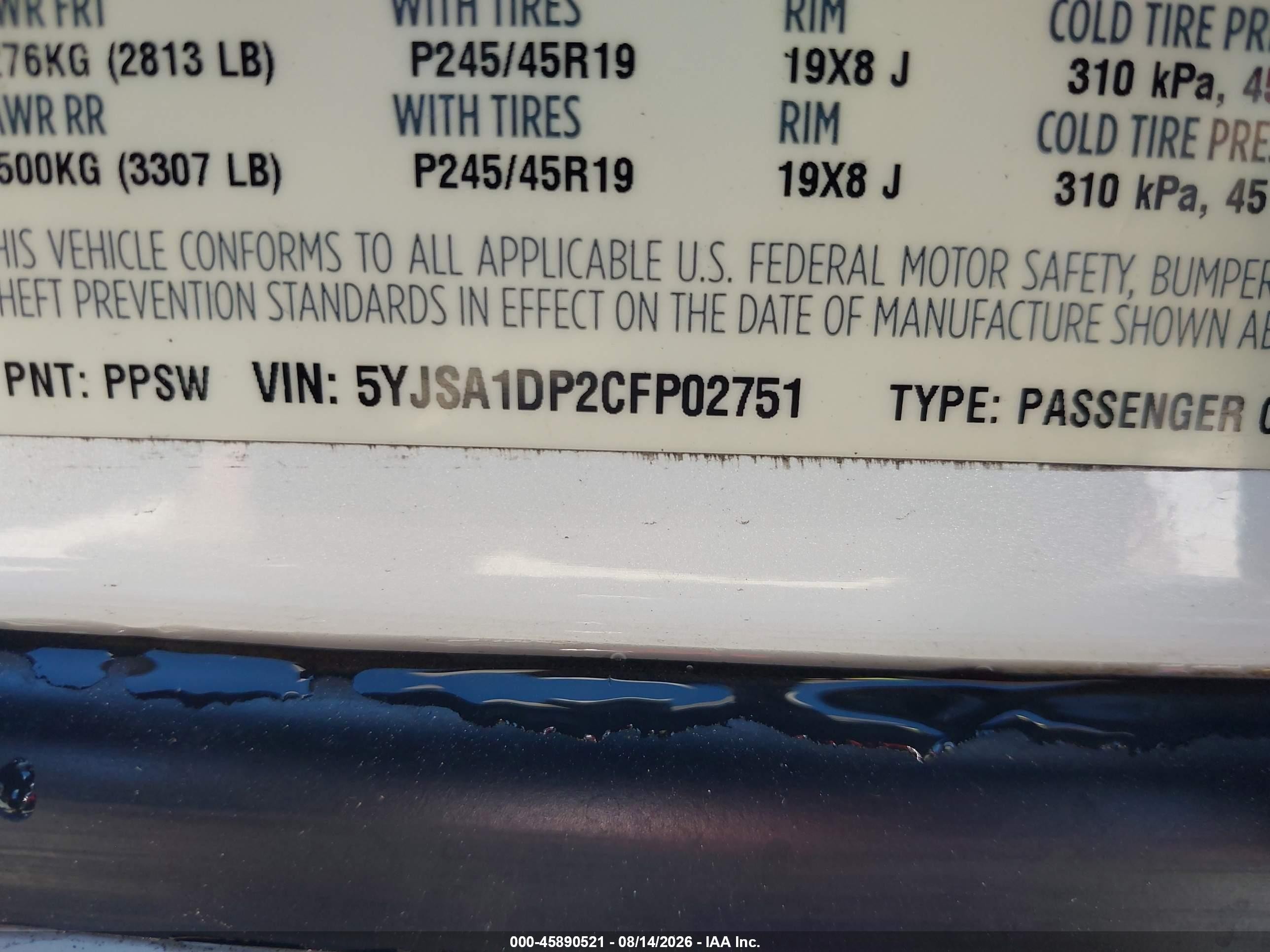 2012 Tesla Model S Performance/signature Performance White vin: 5YJSA1DP2CFP02751