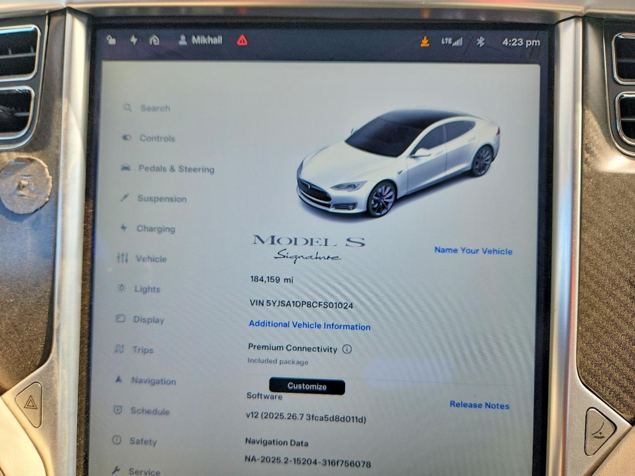 2012 Tesla Model S White vin: 5YJSA1DP8CFS01024