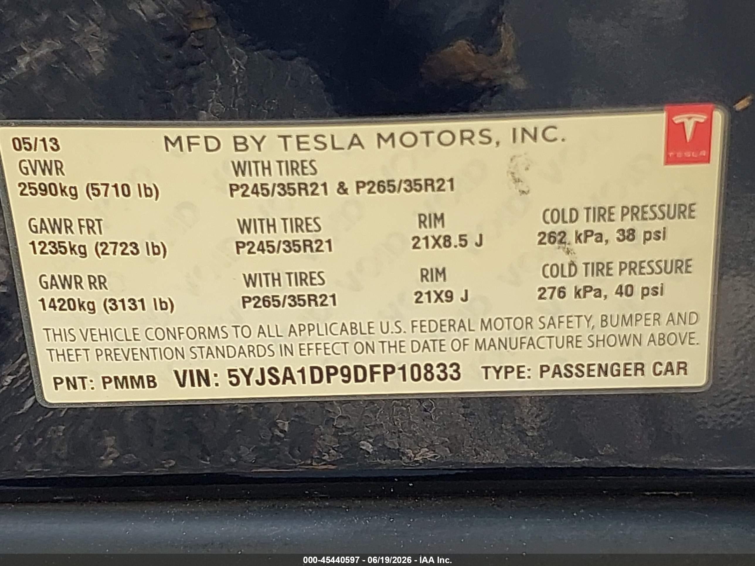 2013 Tesla Model S Performance Blue vin: 5YJSA1DP9DFP10833
