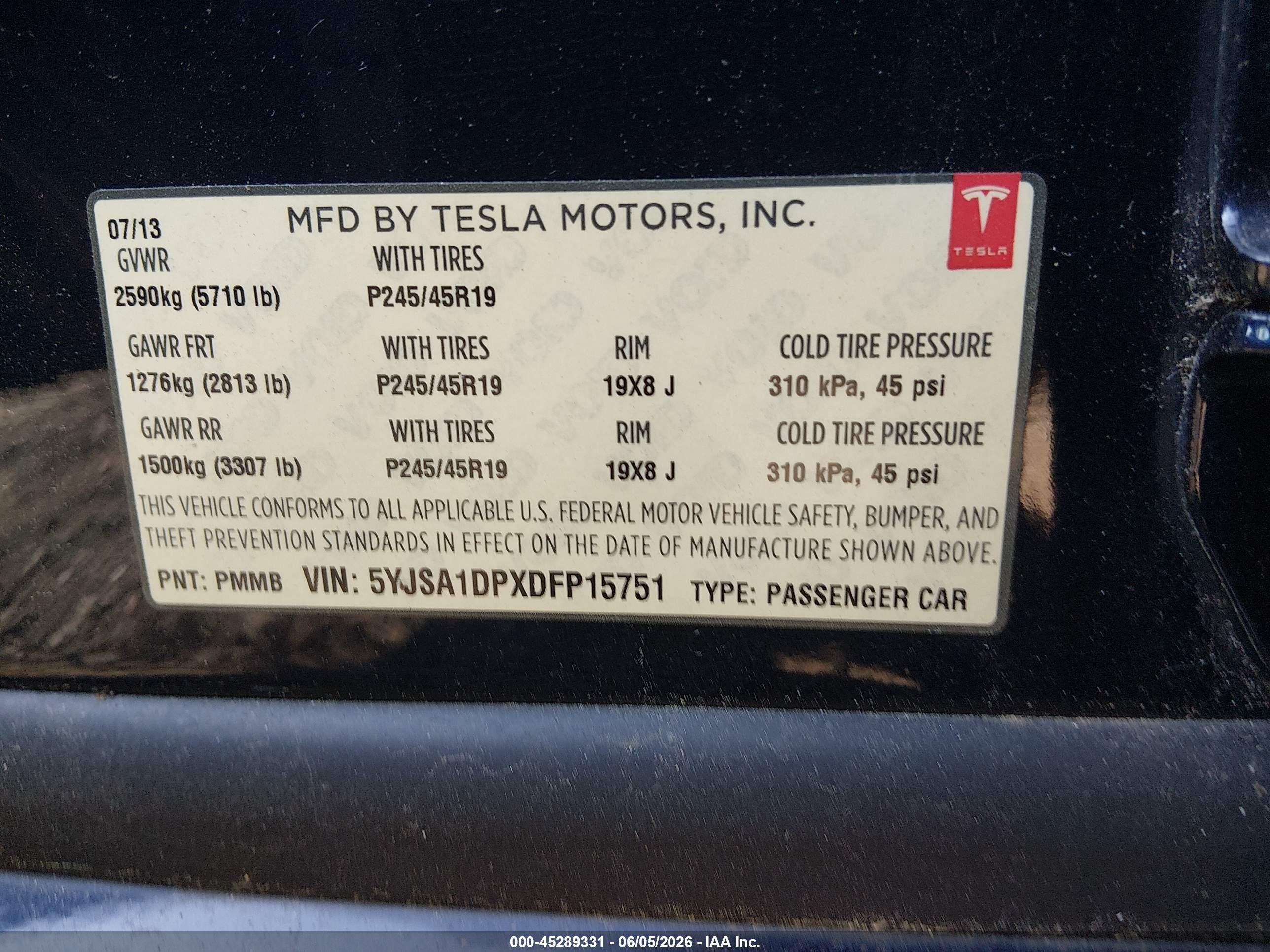 2013 Tesla Model S Performance Dark Blue vin: 5YJSA1DPXDFP15751