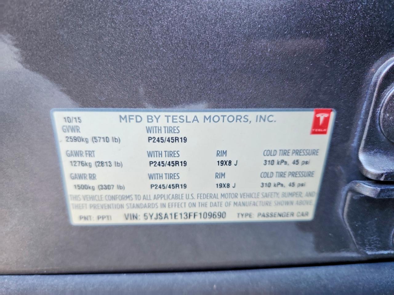 2015 Tesla Model S Tan vin: 5YJSA1E13FF109690