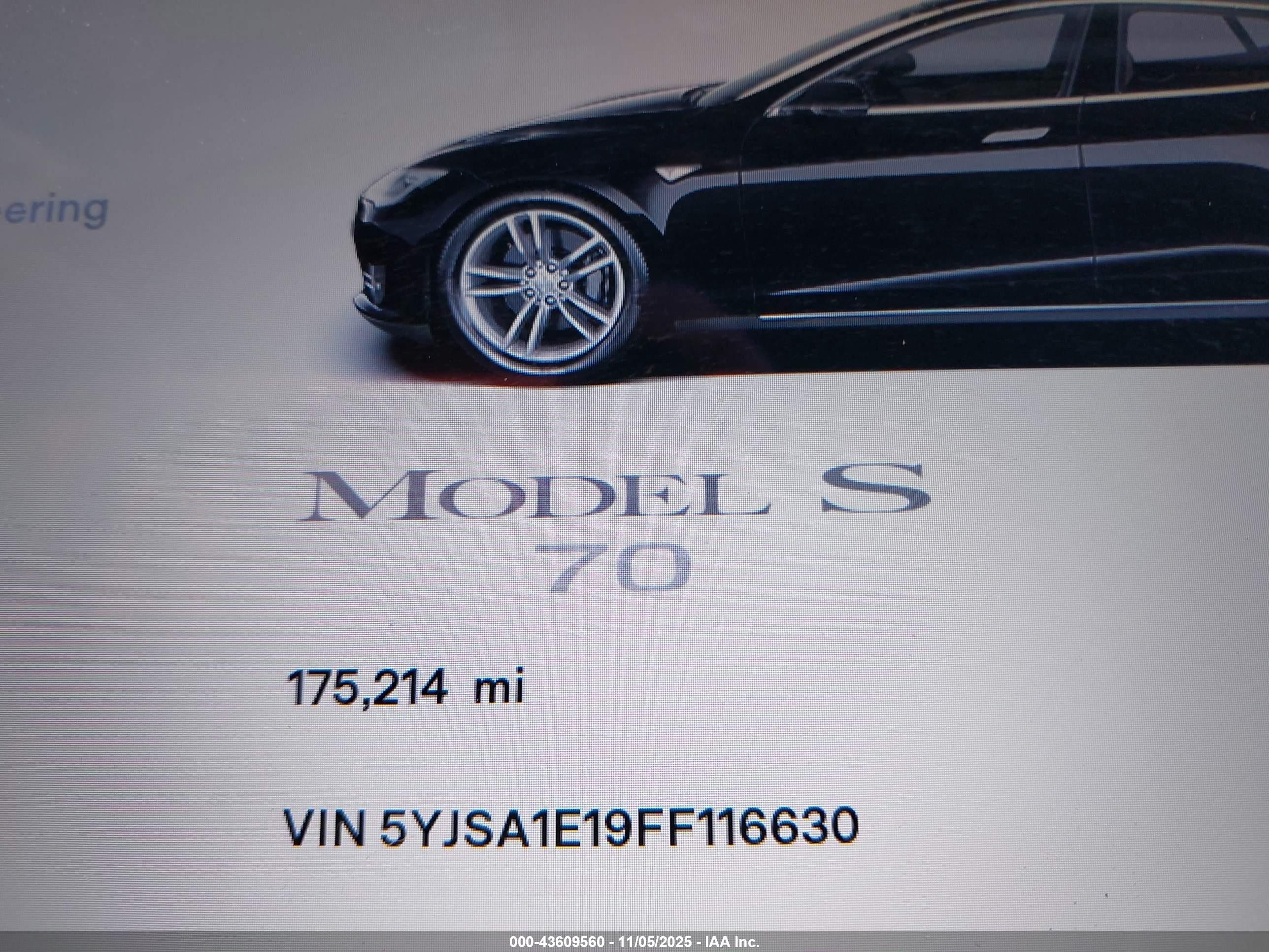 2015 Tesla Model S 60/70/85 Black vin: 5YJSA1E19FF116630