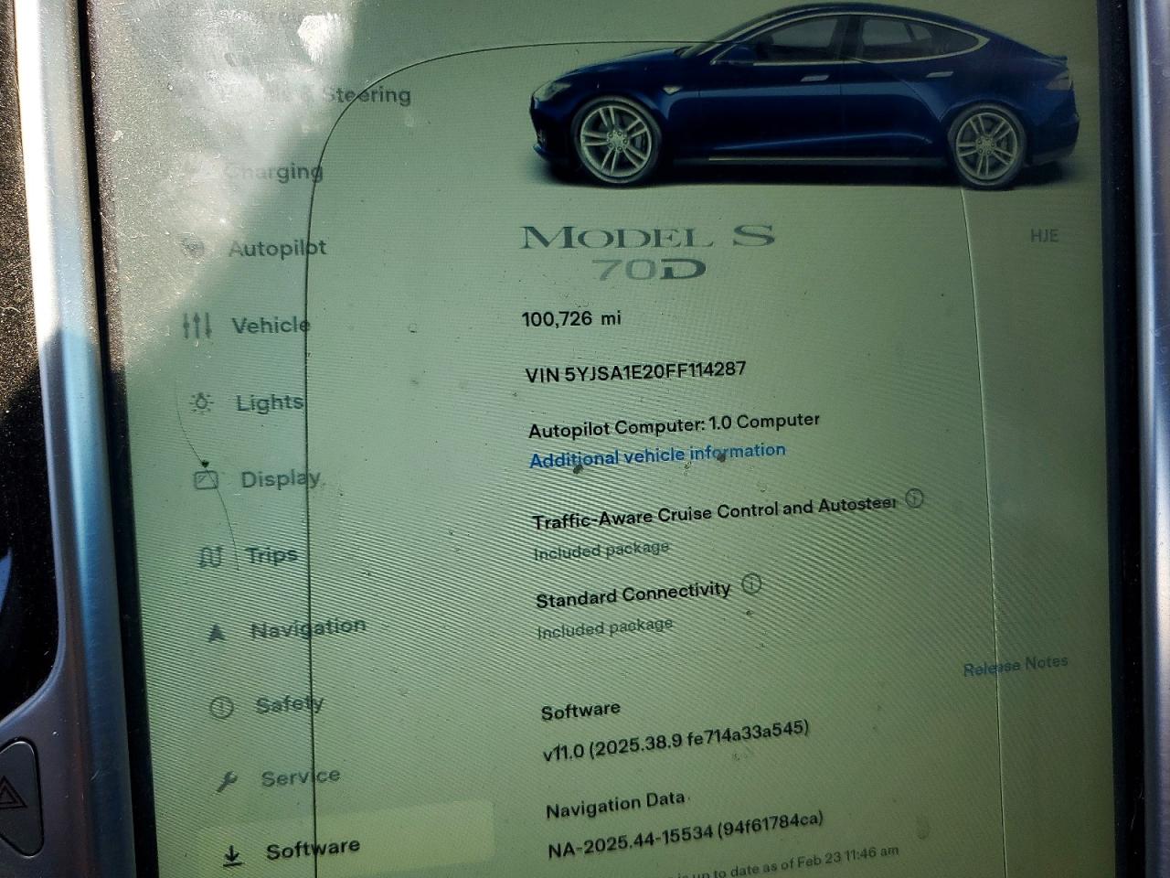 2015 Tesla Model S Blue vin: 5YJSA1E20FF114287