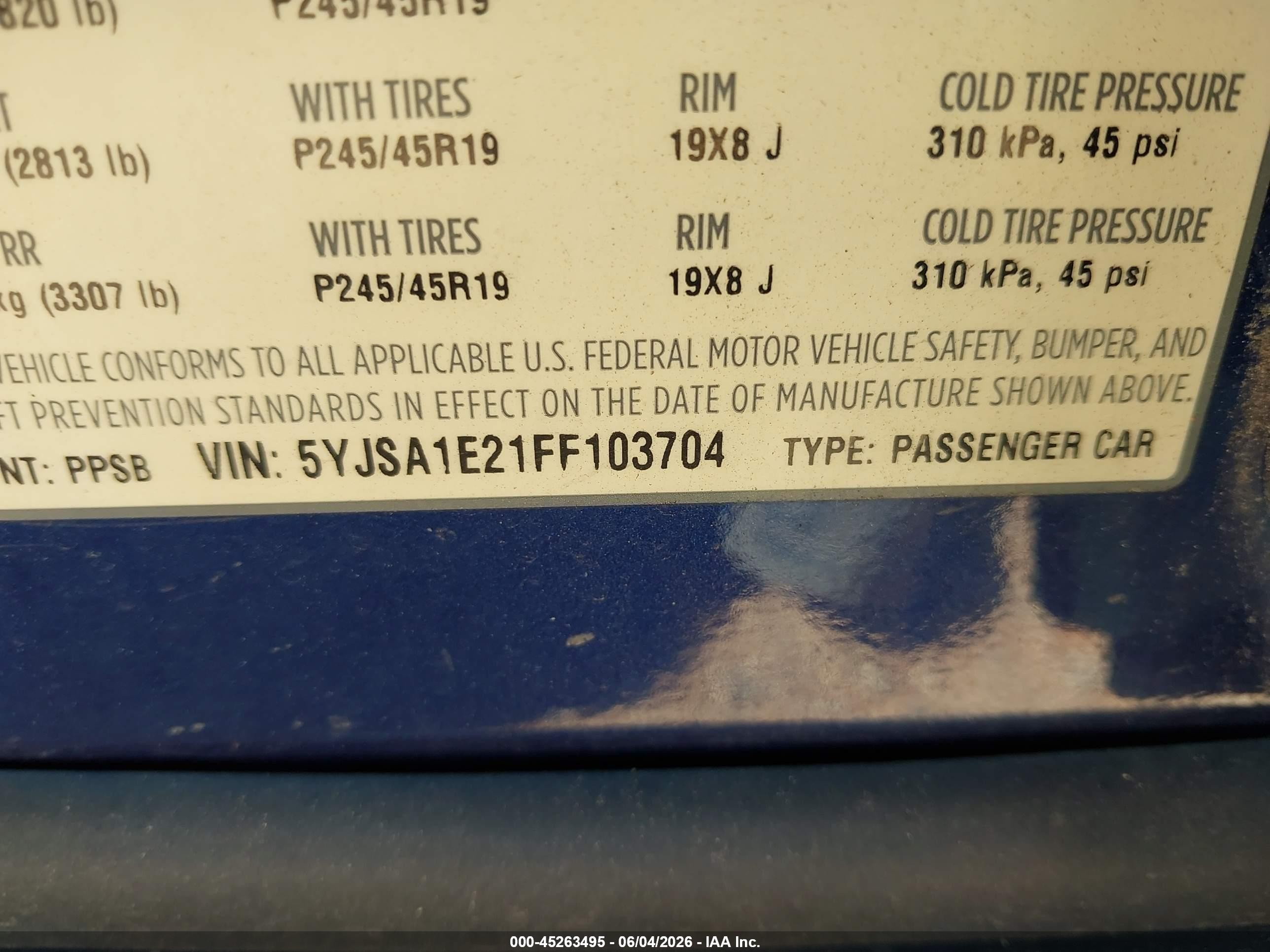 2015 Tesla Model S 70d/85d/p85d Blue vin: 5YJSA1E21FF103704