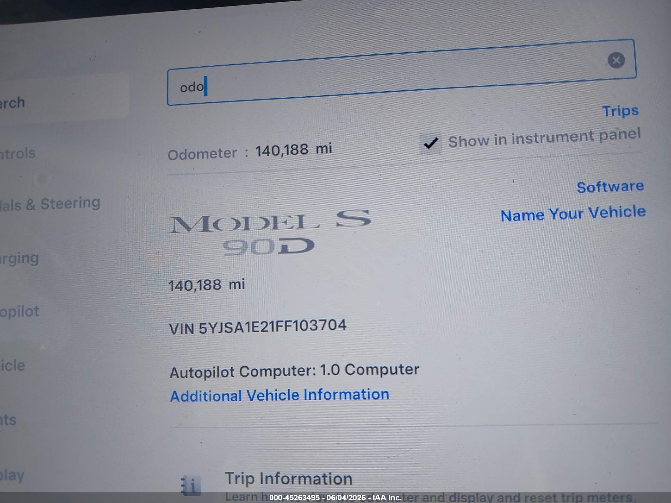 2015 Tesla Model S 70d/85d/p85d Blue vin: 5YJSA1E21FF103704