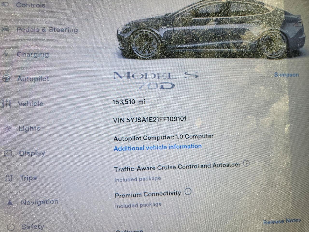 2015 Tesla Model S Gray vin: 5YJSA1E21FF109101