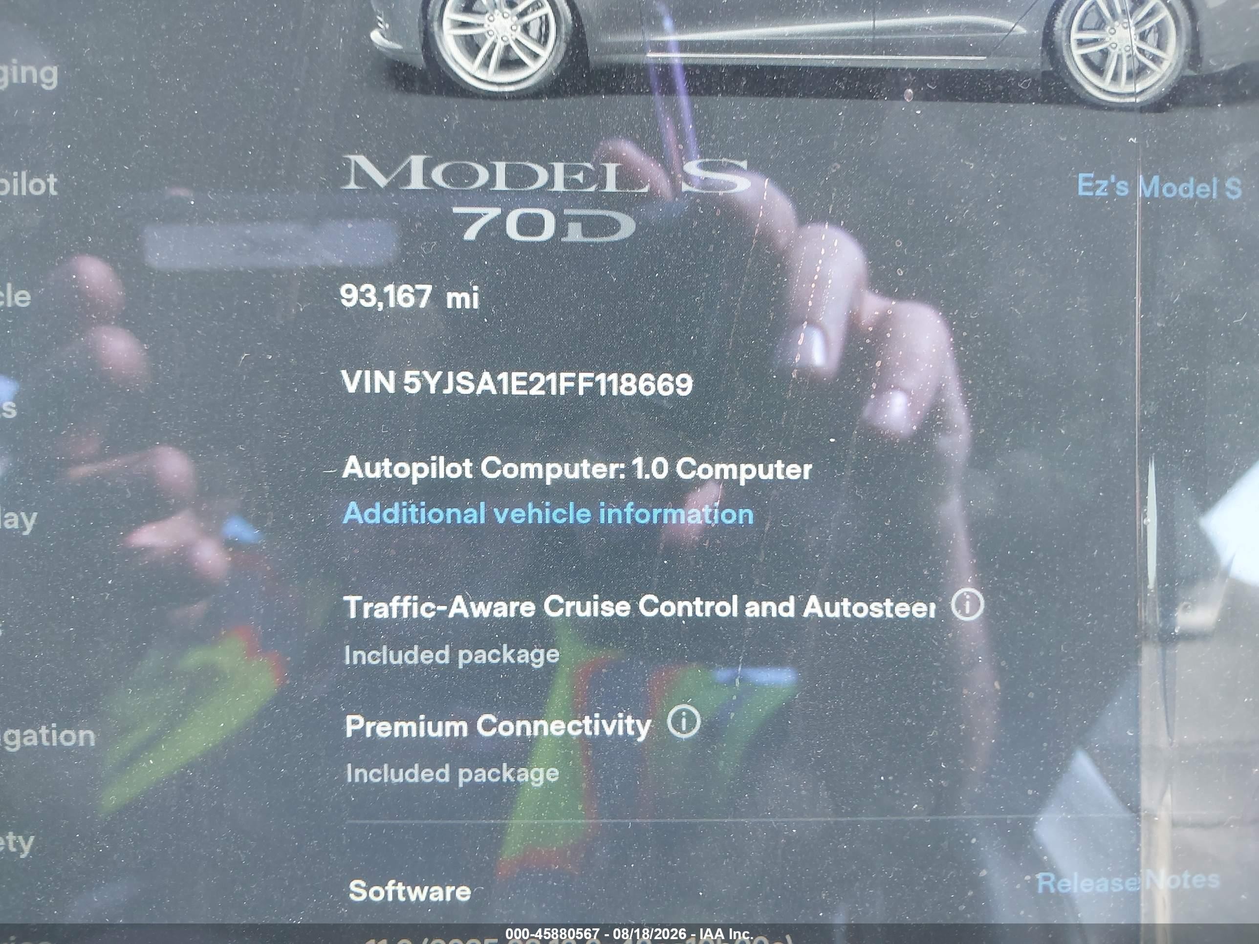 2015 Tesla Model S 70d/85d/p85d Gray vin: 5YJSA1E21FF118669