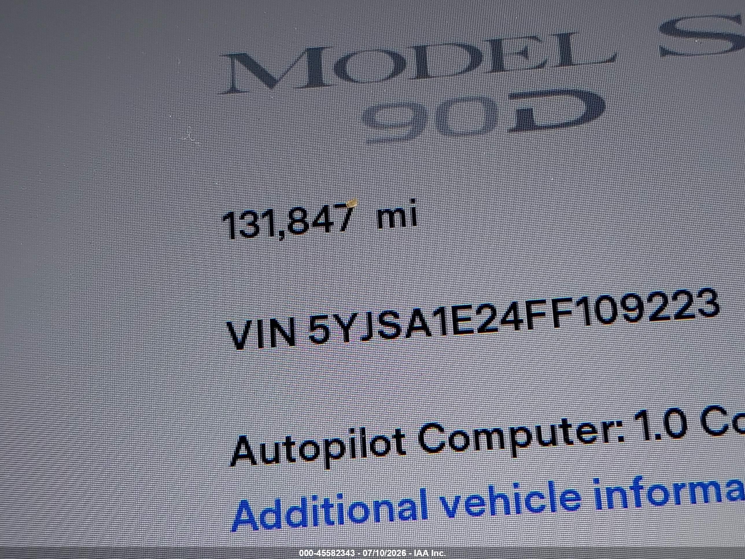 2015 Tesla Model S 70d/85d/p85d White vin: 5YJSA1E24FF109223