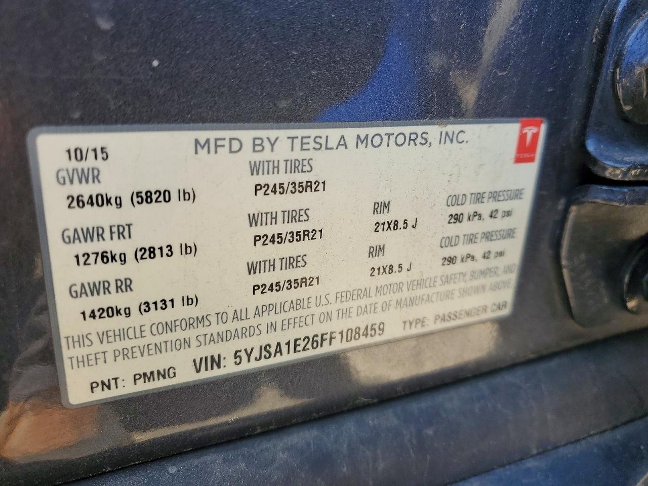 2015 Tesla Model S Black vin: 5YJSA1E26FF108459