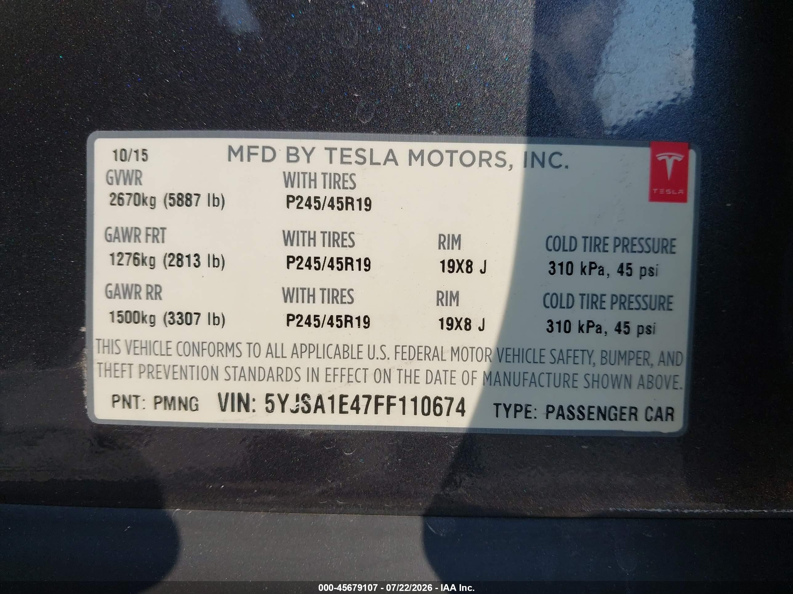 2015 Tesla Model S 85d/p85d Серый vin: 5YJSA1E47FF110674