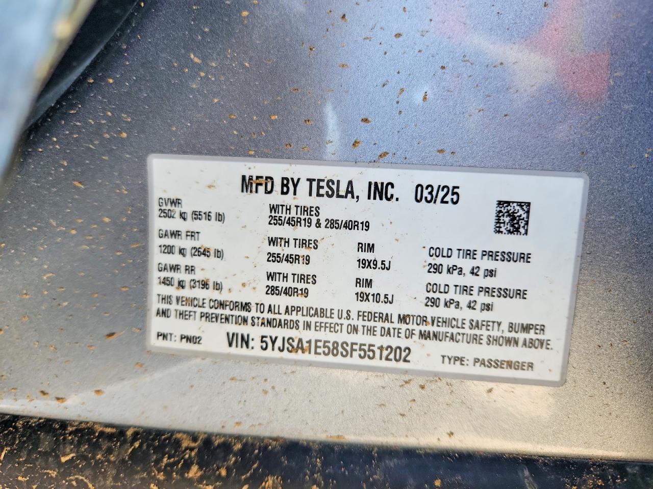 2025 Tesla Model S Silver vin: 5YJSA1E58SF551202