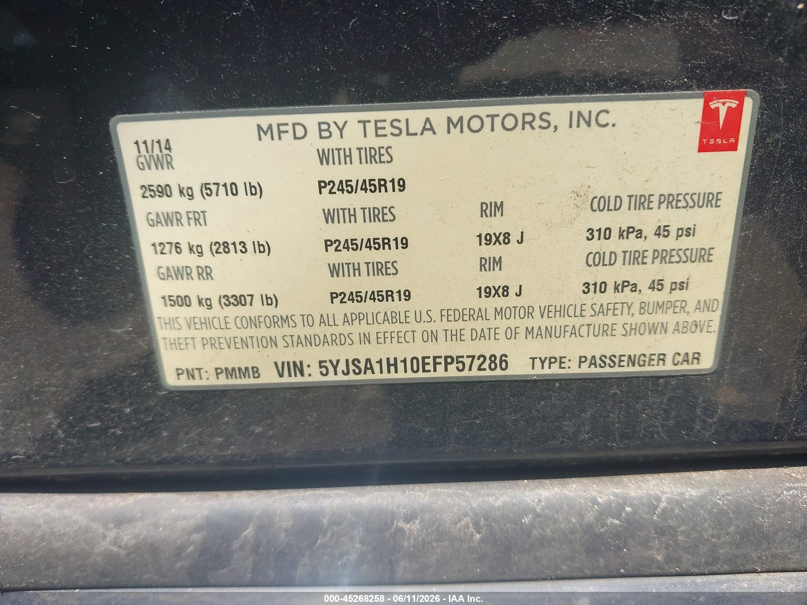 2014 Tesla Model S P85 Blue vin: 5YJSA1H10EFP57286