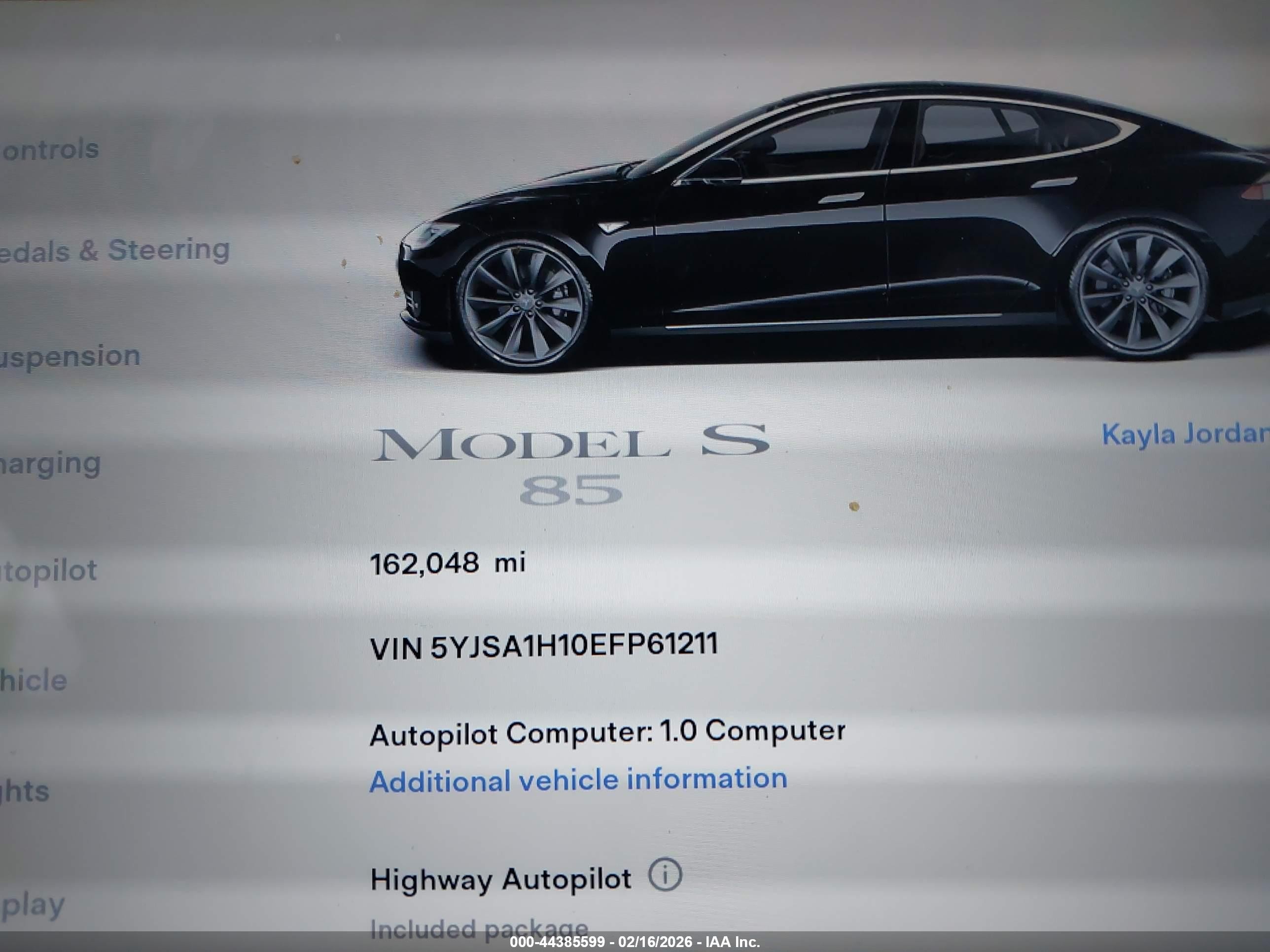 2014 Tesla Model S P85 Black vin: 5YJSA1H10EFP61211