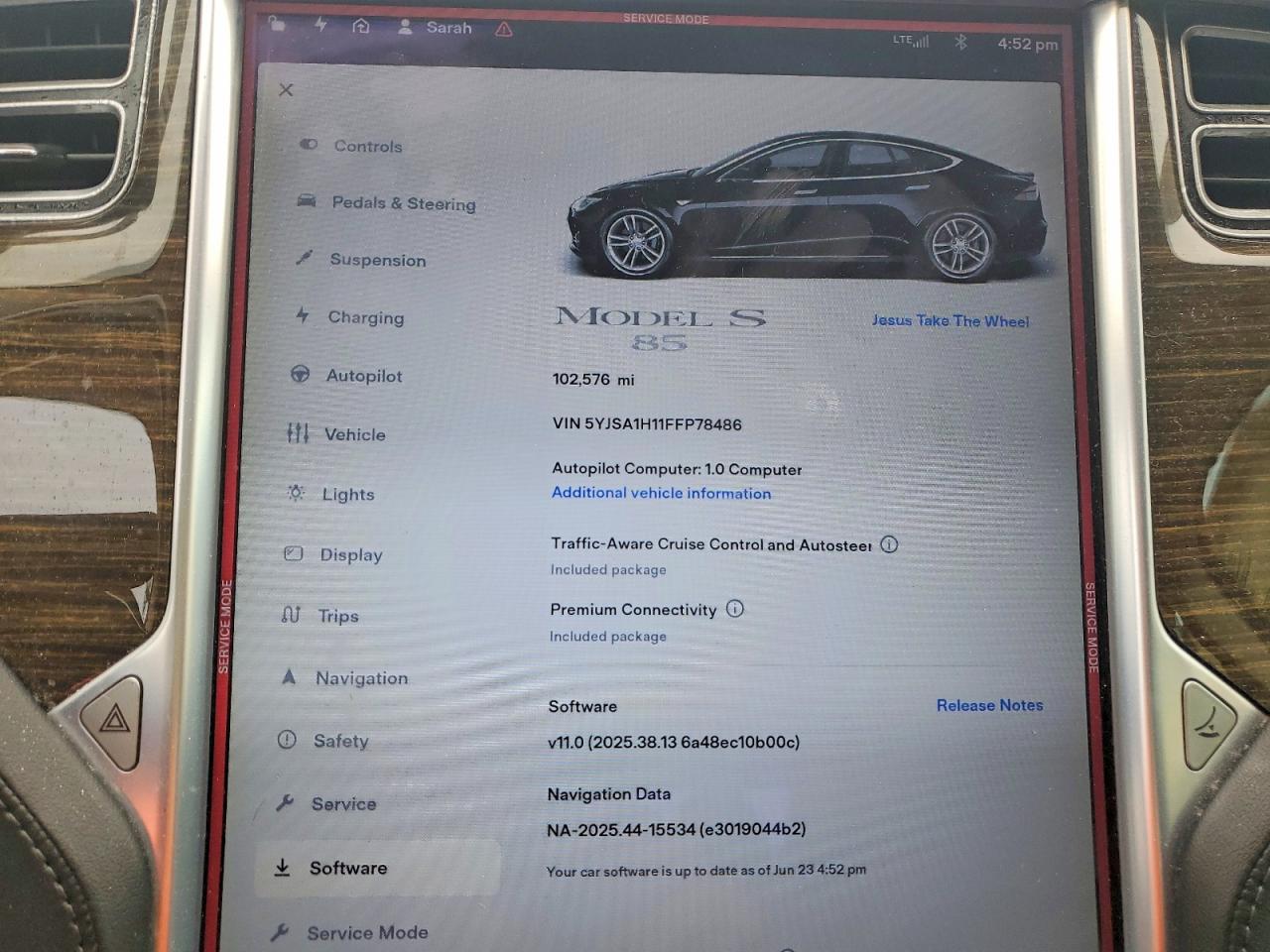2015 Tesla Model S 85 Black vin: 5YJSA1H11FFP78486