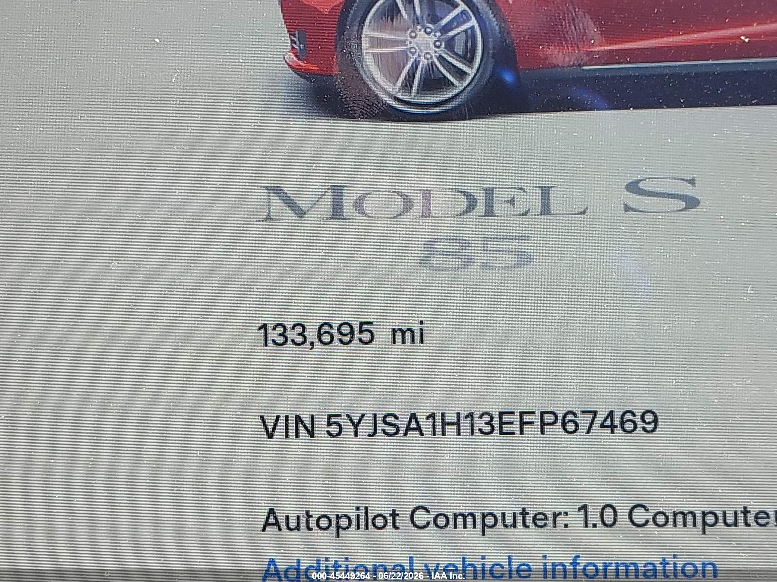 2014 Tesla Model S P85 Red vin: 5YJSA1H13EFP67469
