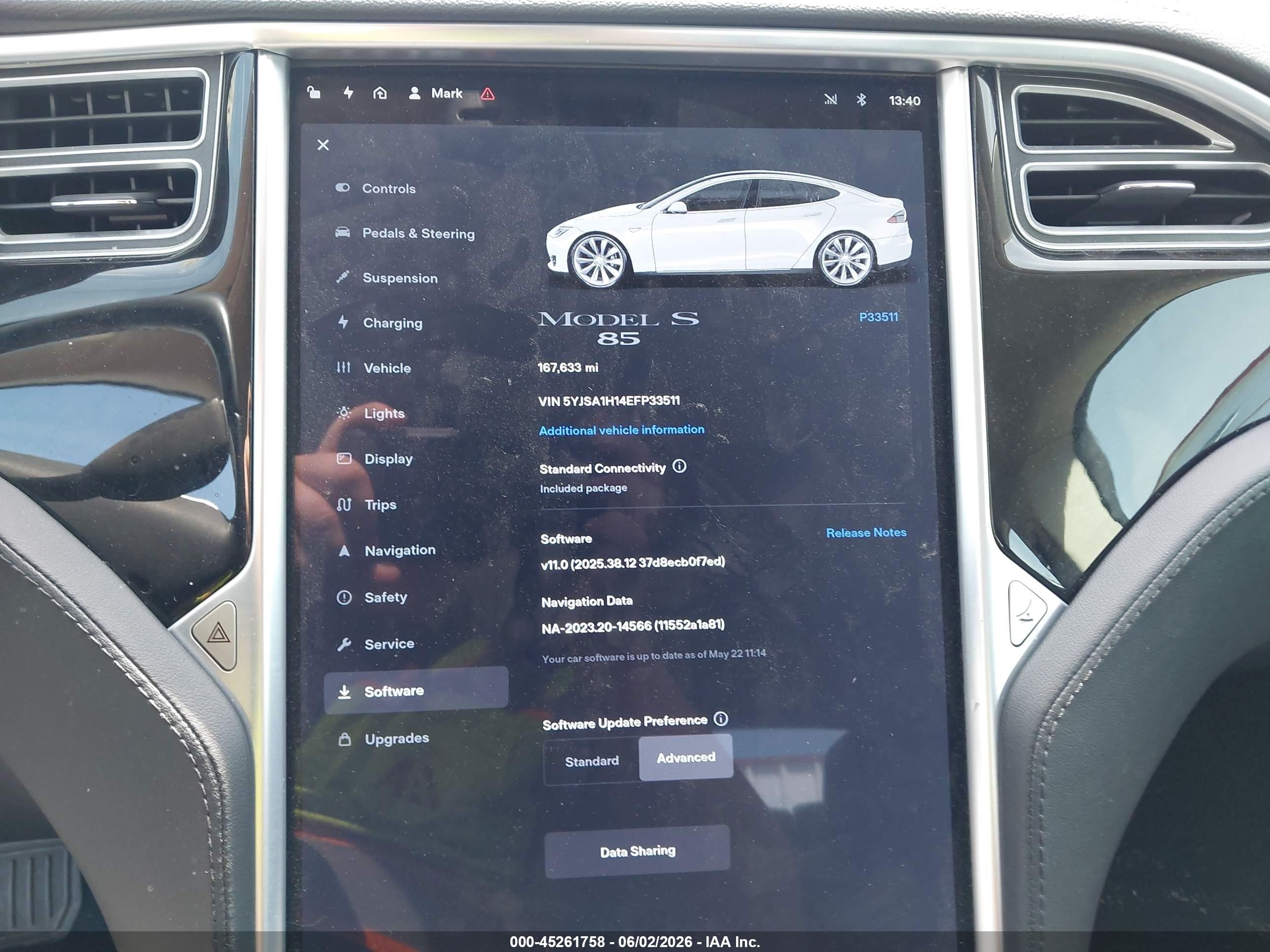 2014 Tesla Model S P85 White vin: 5YJSA1H14EFP33511