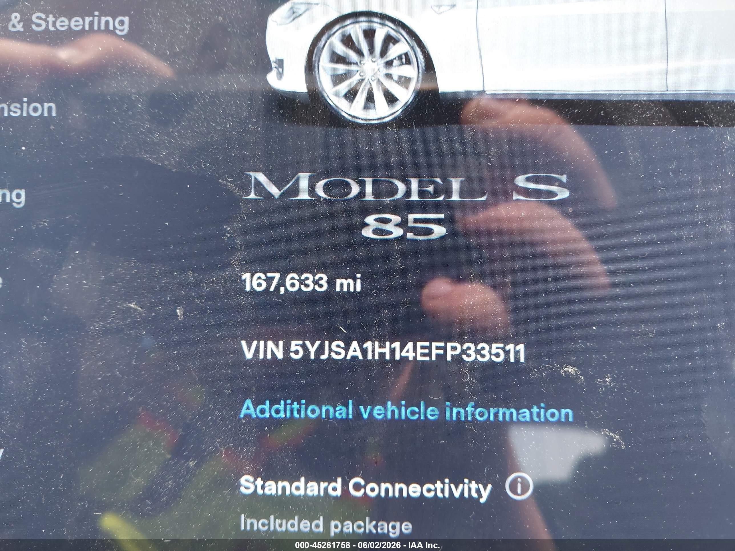 2014 Tesla Model S P85 White vin: 5YJSA1H14EFP33511