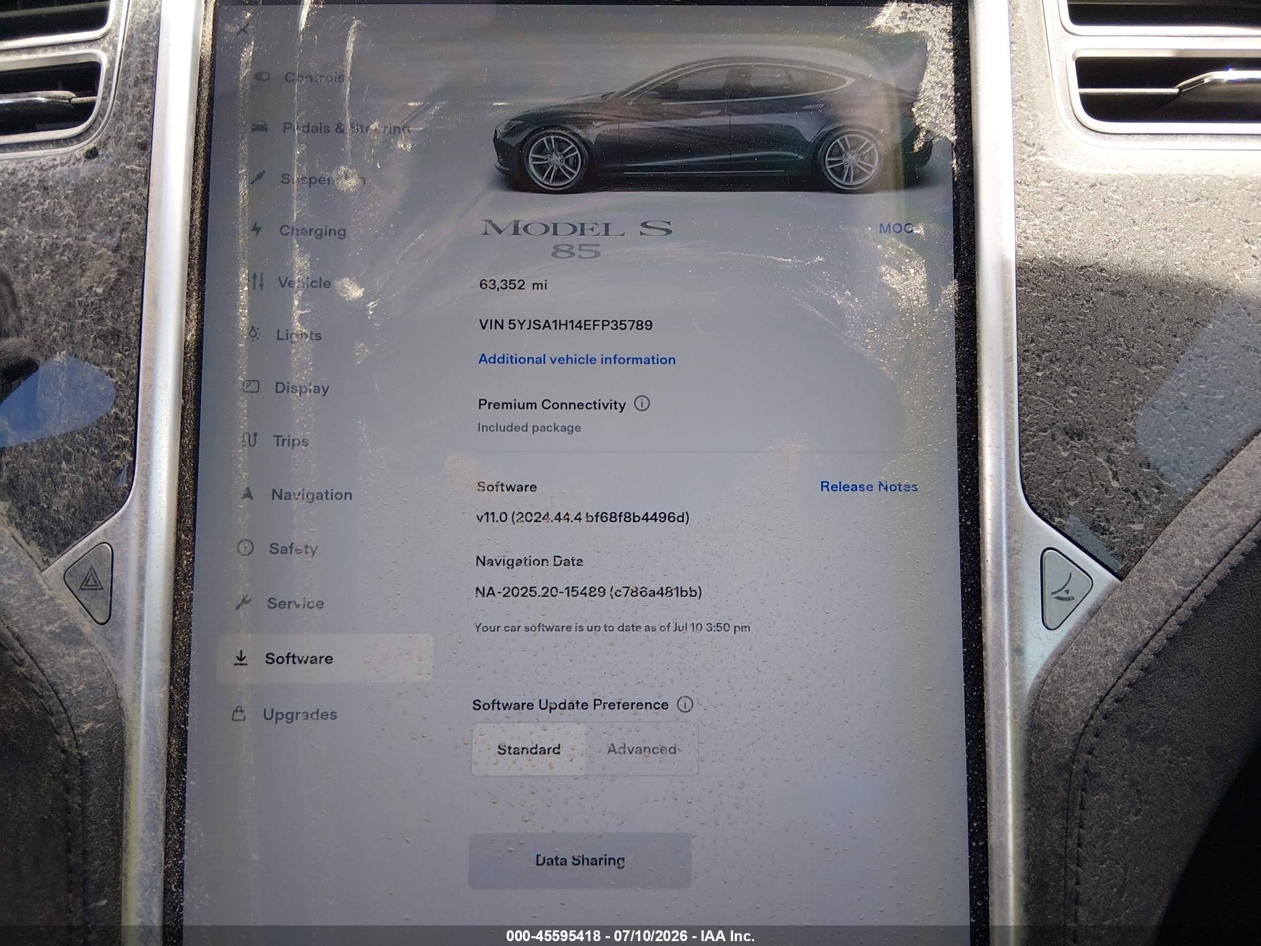 2014 Tesla Model S P85 Серый vin: 5YJSA1H14EFP35789
