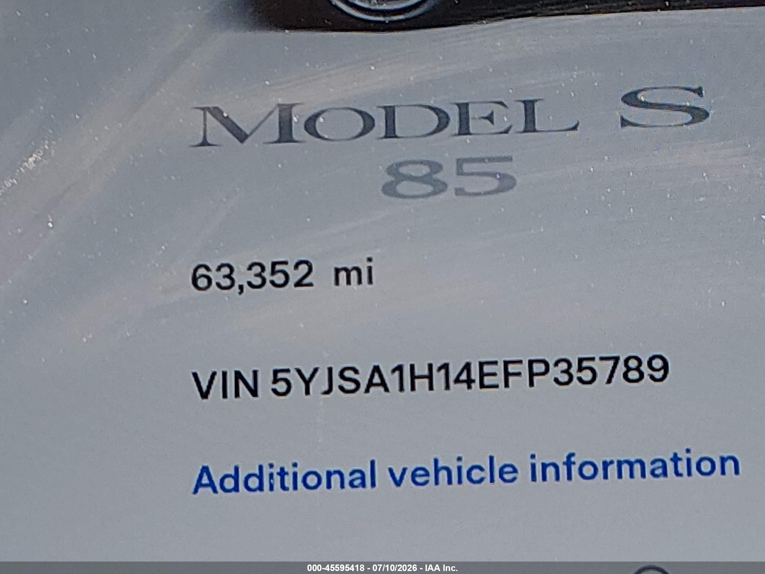 2014 Tesla Model S P85 Серый vin: 5YJSA1H14EFP35789