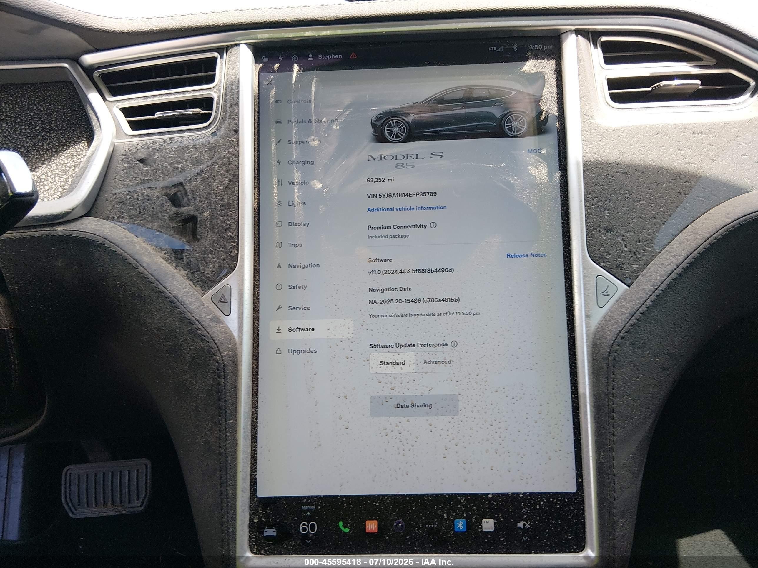 2014 Tesla Model S P85 Серый vin: 5YJSA1H14EFP35789