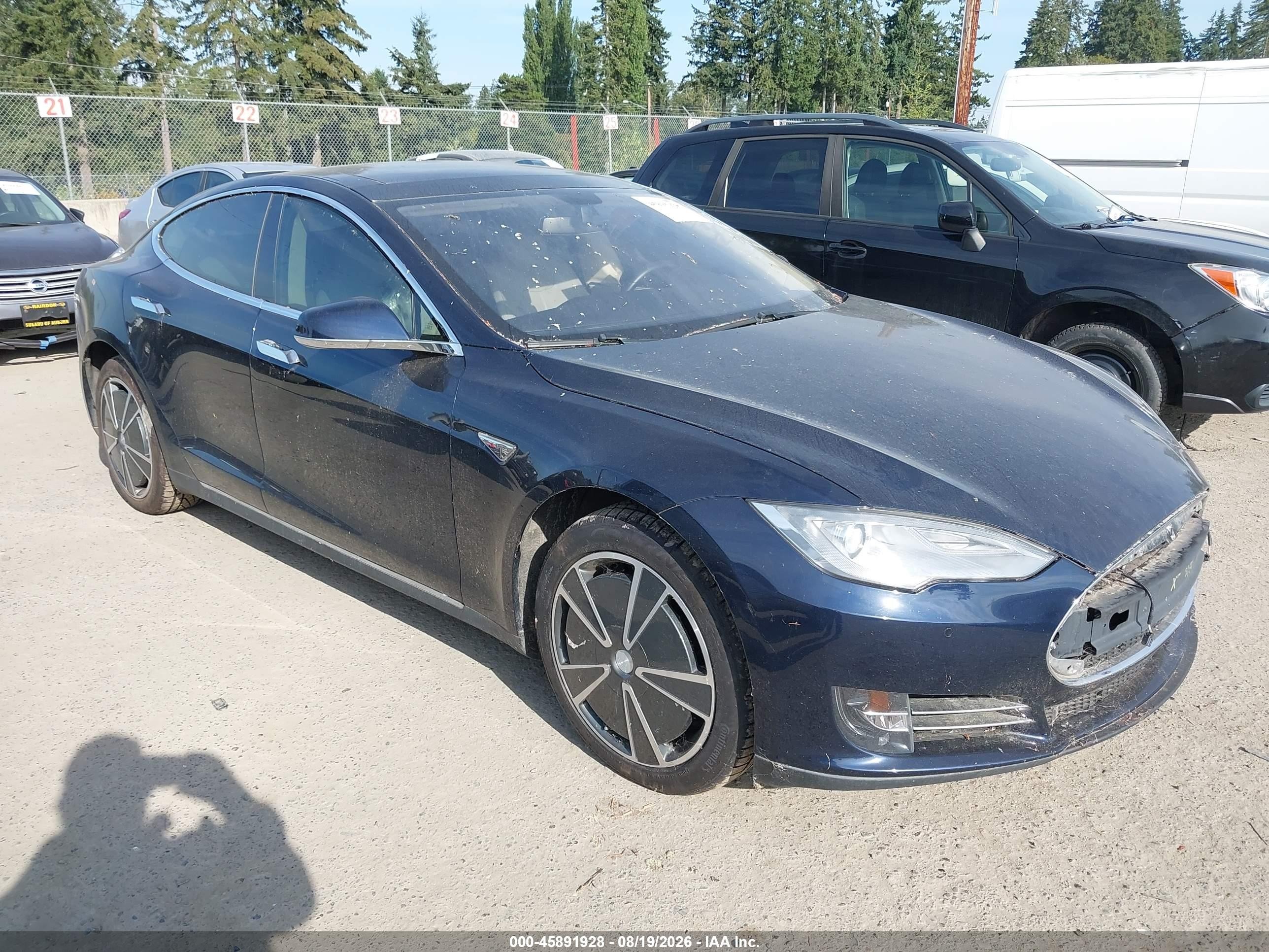 2014 Tesla Model S P85 Dark Blue vin: 5YJSA1H14EFP50339