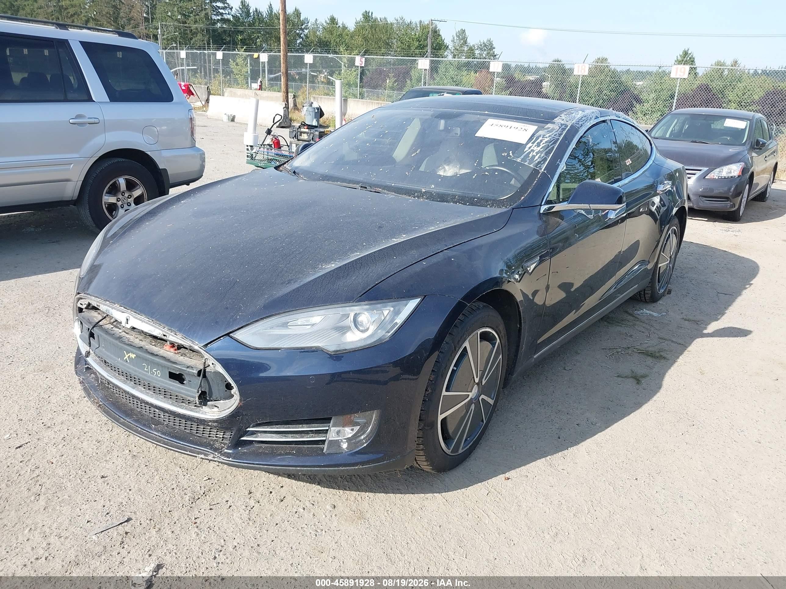 2014 Tesla Model S P85 Dark Blue vin: 5YJSA1H14EFP50339