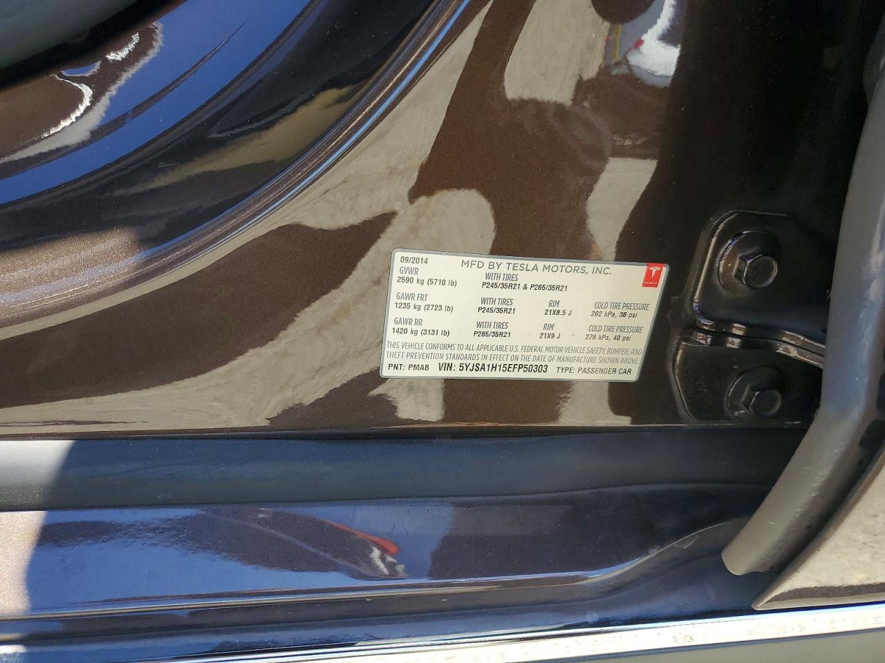 2014 Tesla Model S Brown vin: 5YJSA1H15EFP50303