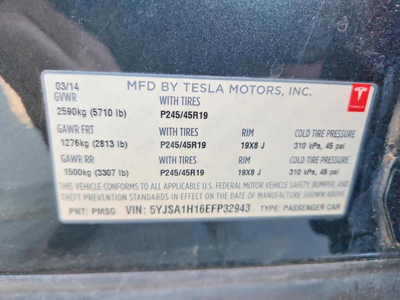 2014 Tesla Model S Green vin: 5YJSA1H16EFP32943
