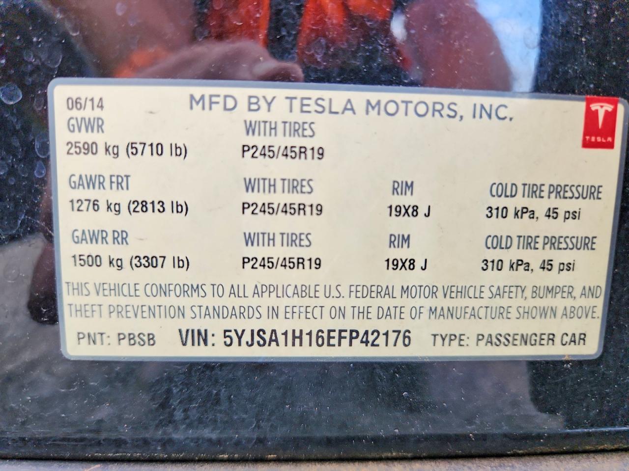 2014 Tesla Model S Black vin: 5YJSA1H16EFP42176