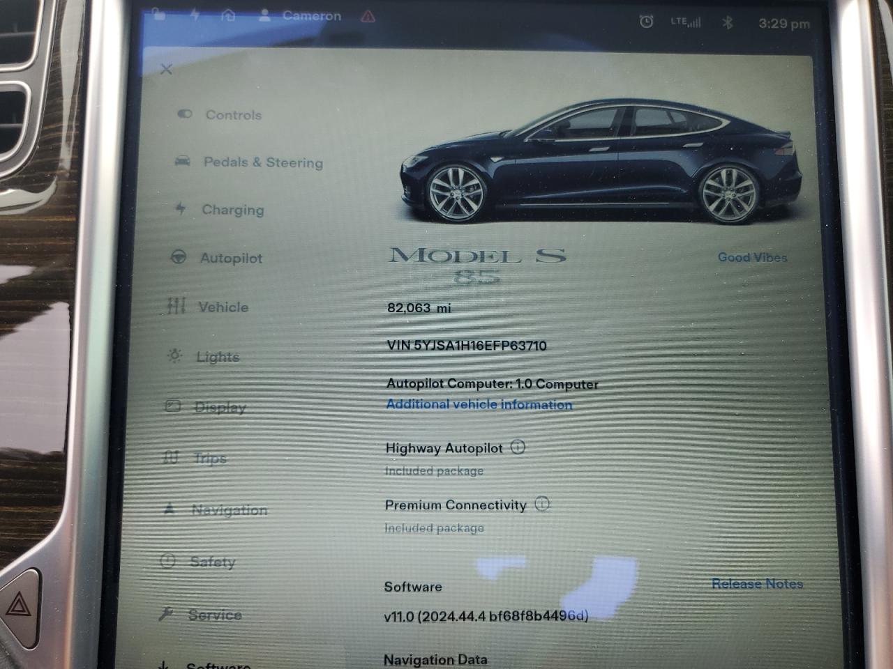2014 Tesla Model S Blue vin: 5YJSA1H16EFP63710