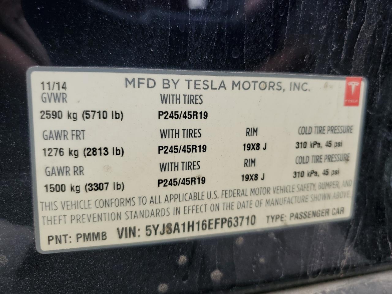 2014 Tesla Model S Blue vin: 5YJSA1H16EFP63710
