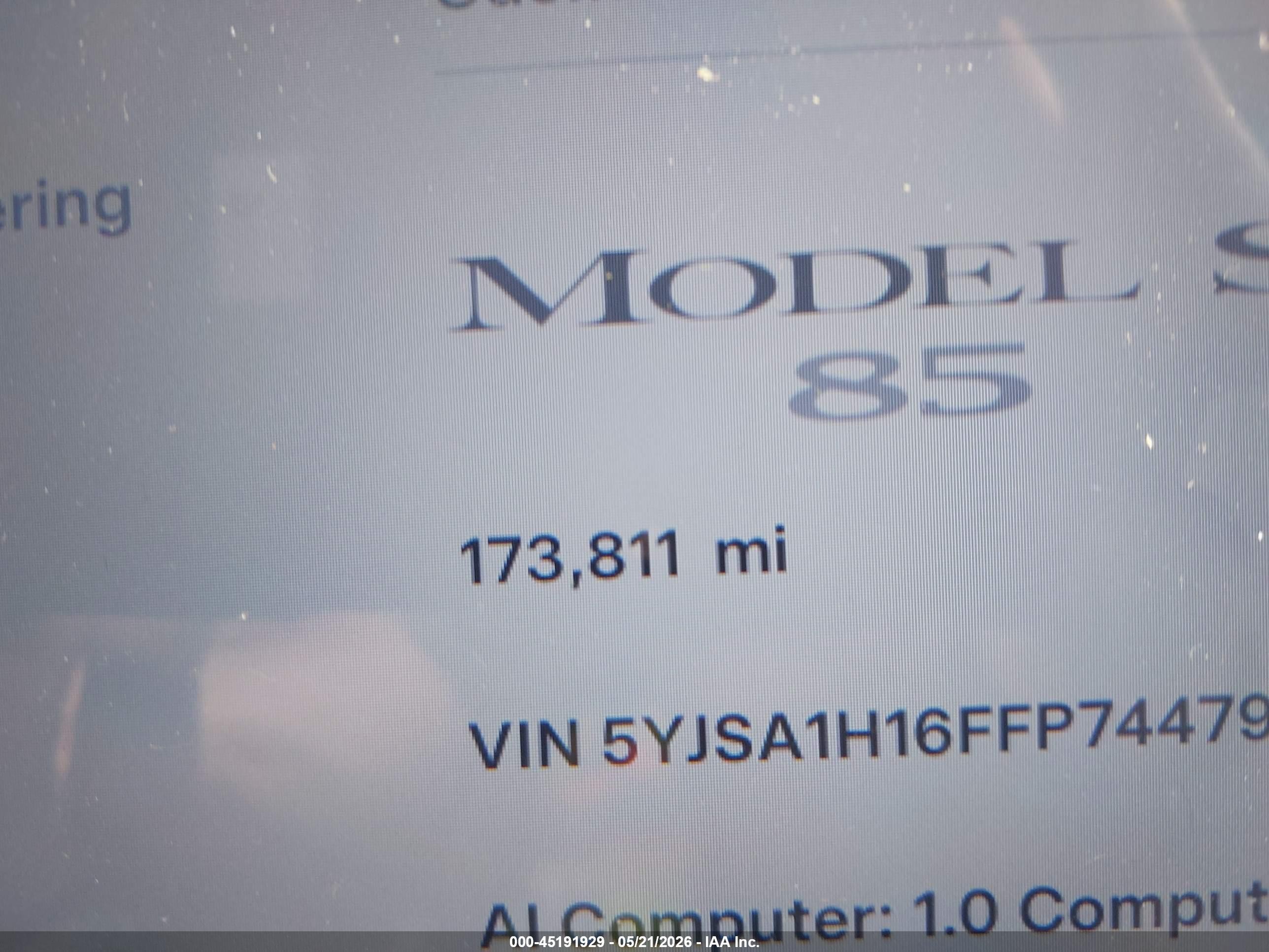 2015 Tesla Model S 60/70/85 Blue vin: 5YJSA1H16FFP74479