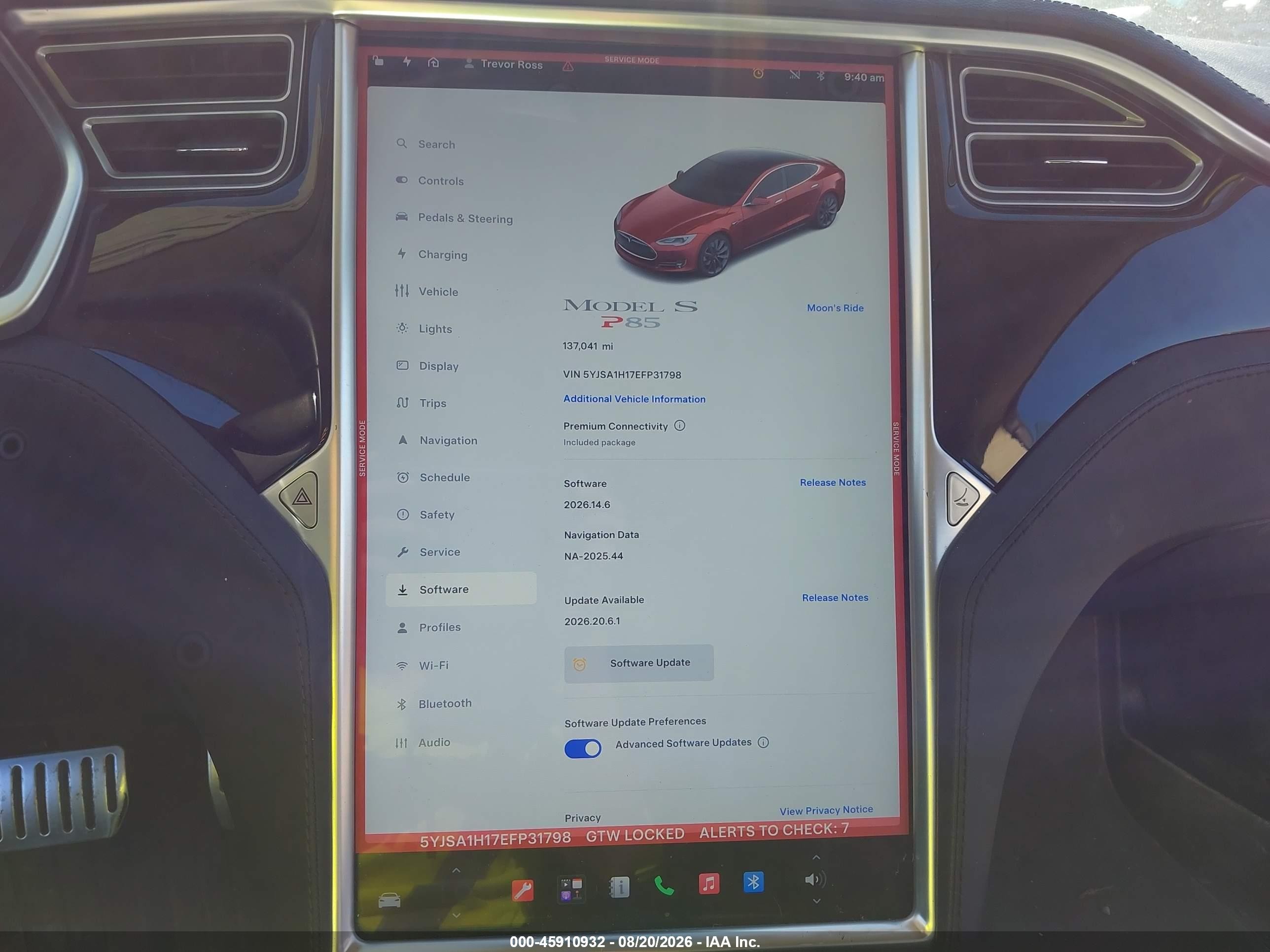 2014 Tesla Model S P85 Красный vin: 5YJSA1H17EFP31798